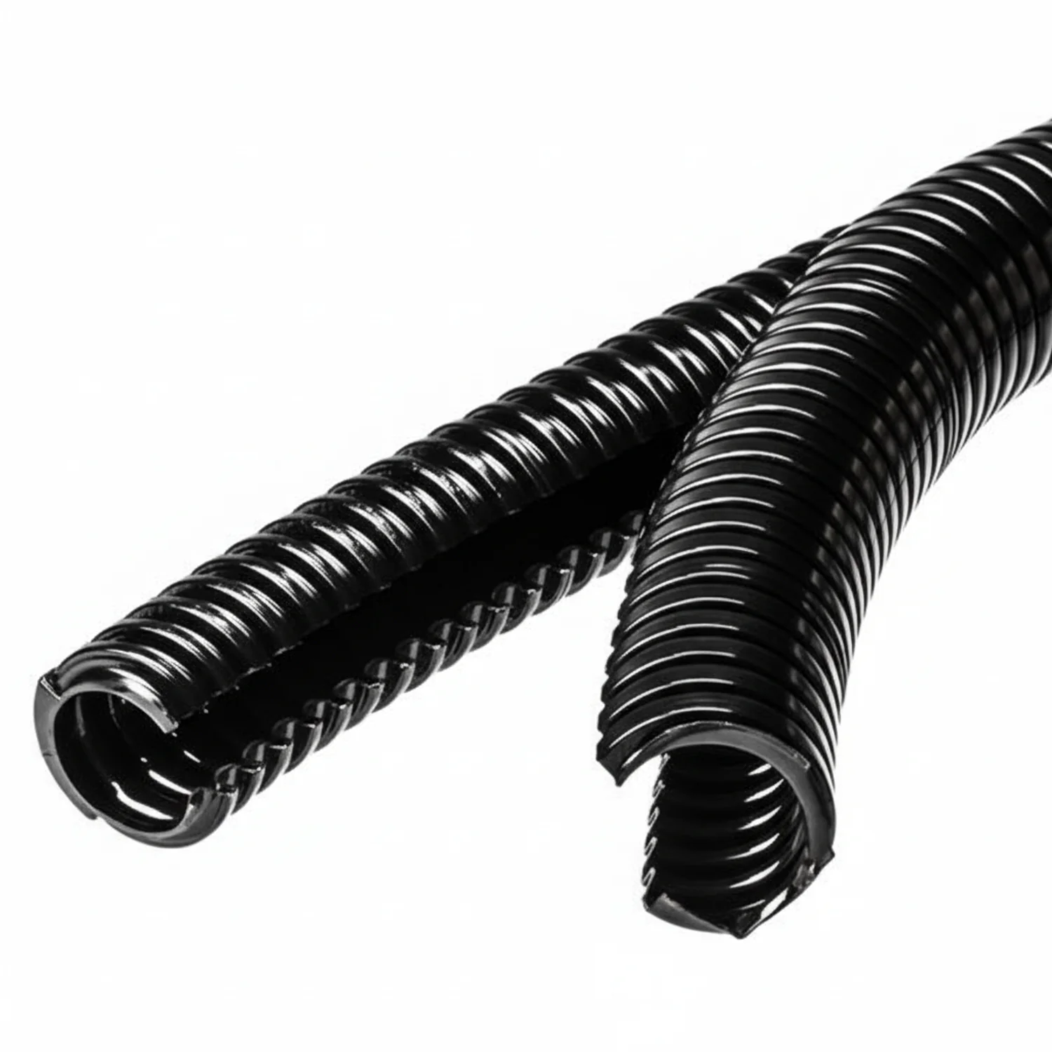 HellermannTyton 166-11811 HelaGuard Non-Metallic Conduit, Double Slit, Std Wt, 1.00" Dia, Nylon PA6, Black, 82 ft/Std. Reel