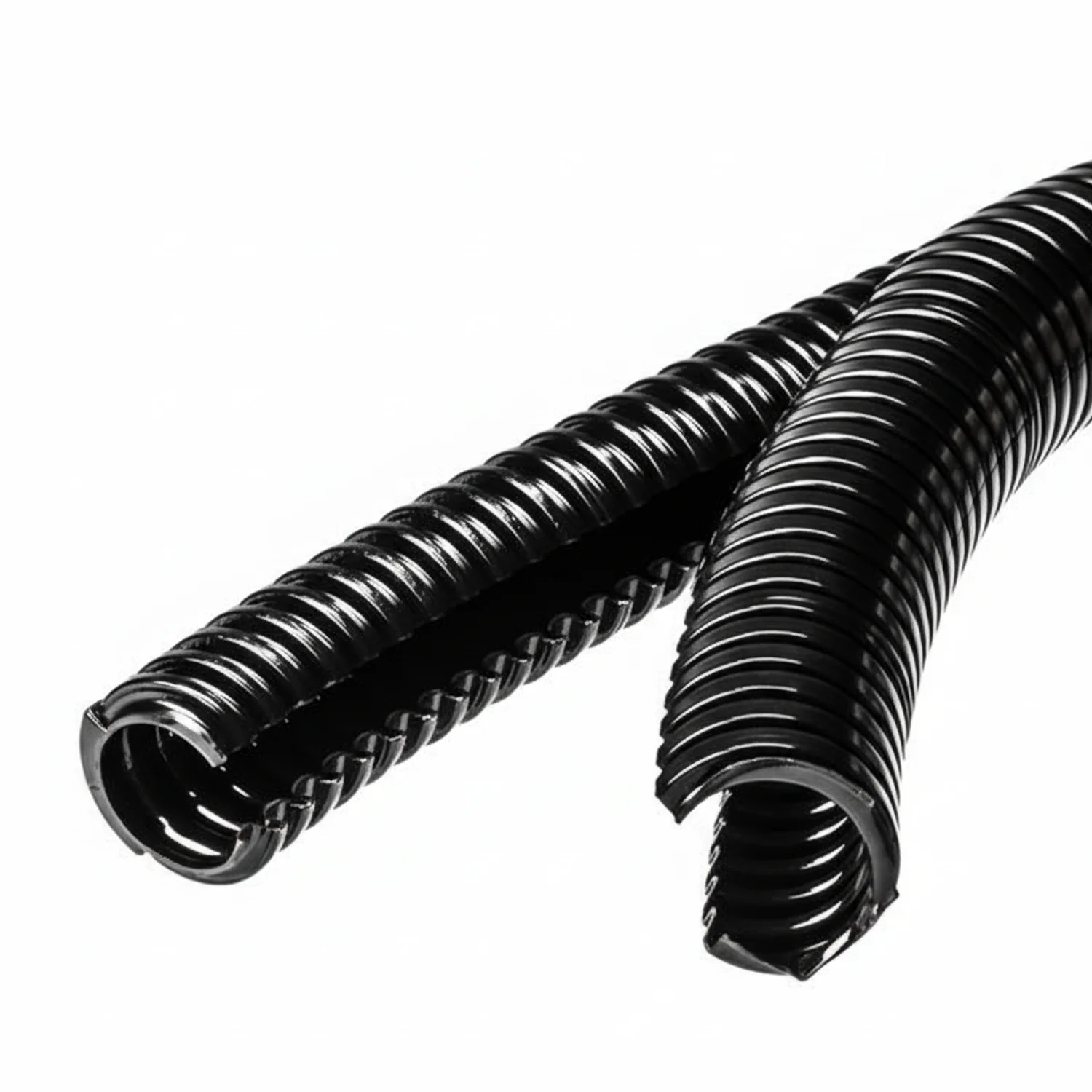 HellermannTyton 166-11812 HelaGuard Non-Metallic Conduit, Double Slit, Std Wt, 1.25" Dia, Nylon PA6, Black, 82 ft/Std. Reel