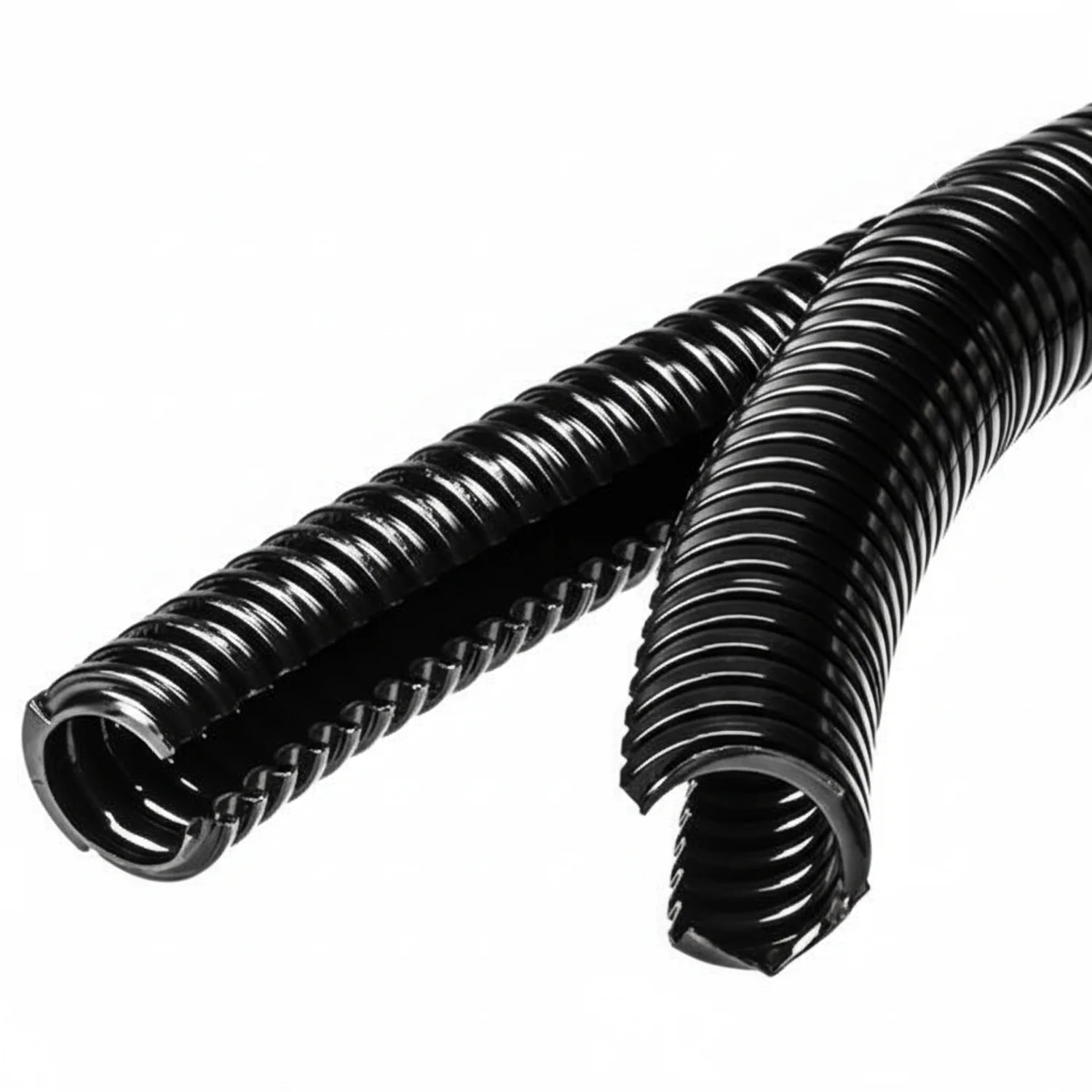 HellermannTyton 166-11813 HelaGuard Non-Metallic Conduit, Double Slit, Std Wt, 1.50" Dia, Nylon PA6, Black, 82 ft/Std. Reel