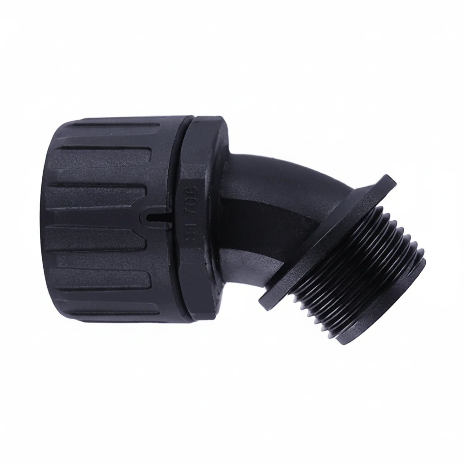 HellermannTyton 166-90095 HelaGuard Non-Metallic Fitting, IP66, 45-Elbow, 0.75" NPT Thread, 0.75" Dia, PA66, Black, 10/pkg