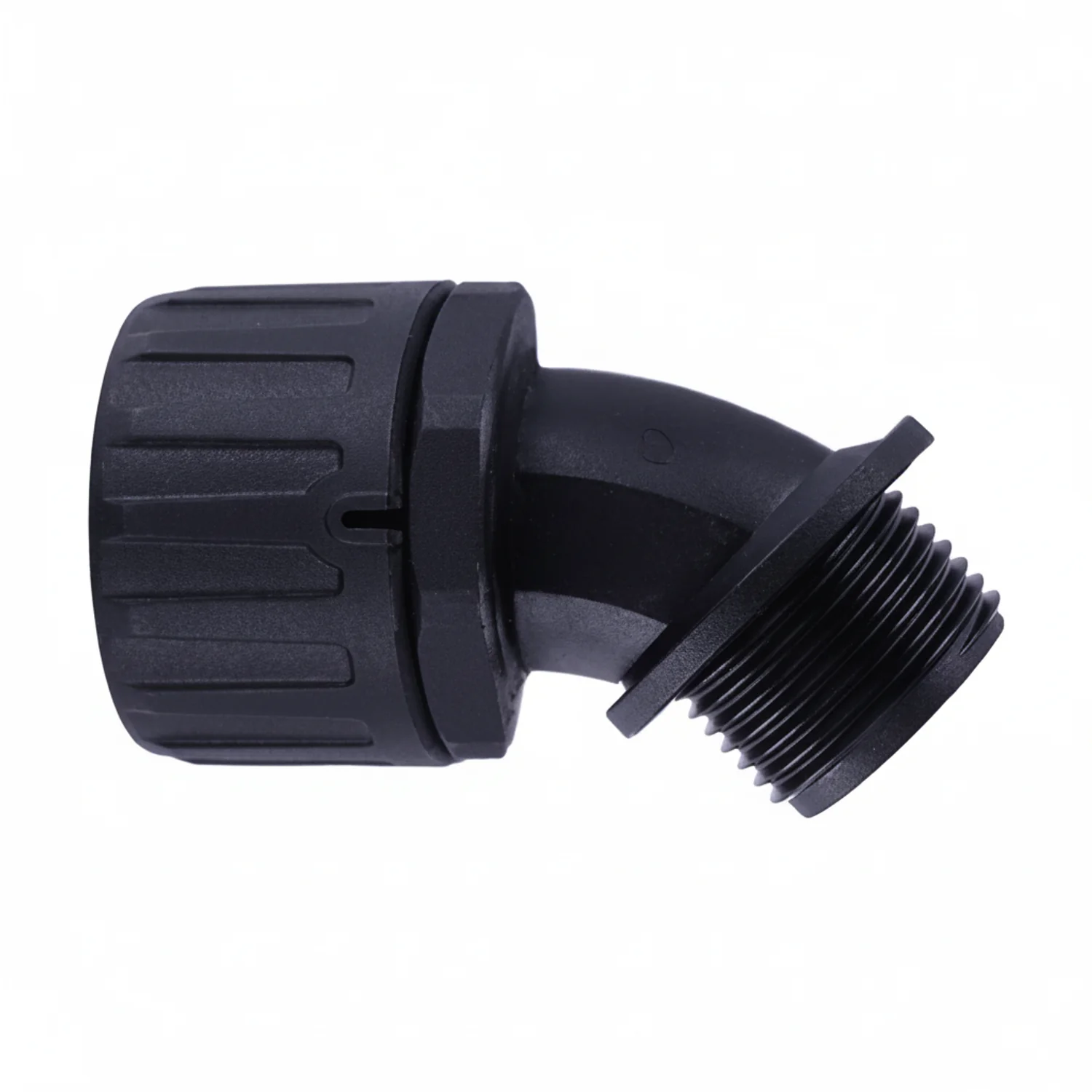 HellermannTyton 166-90096 HelaGuard Non-Metallic Fitting, IP66, 45-Elbow, 1.0" NPT Thread, 1.00" Dia, PA66, Black, 10/pkg