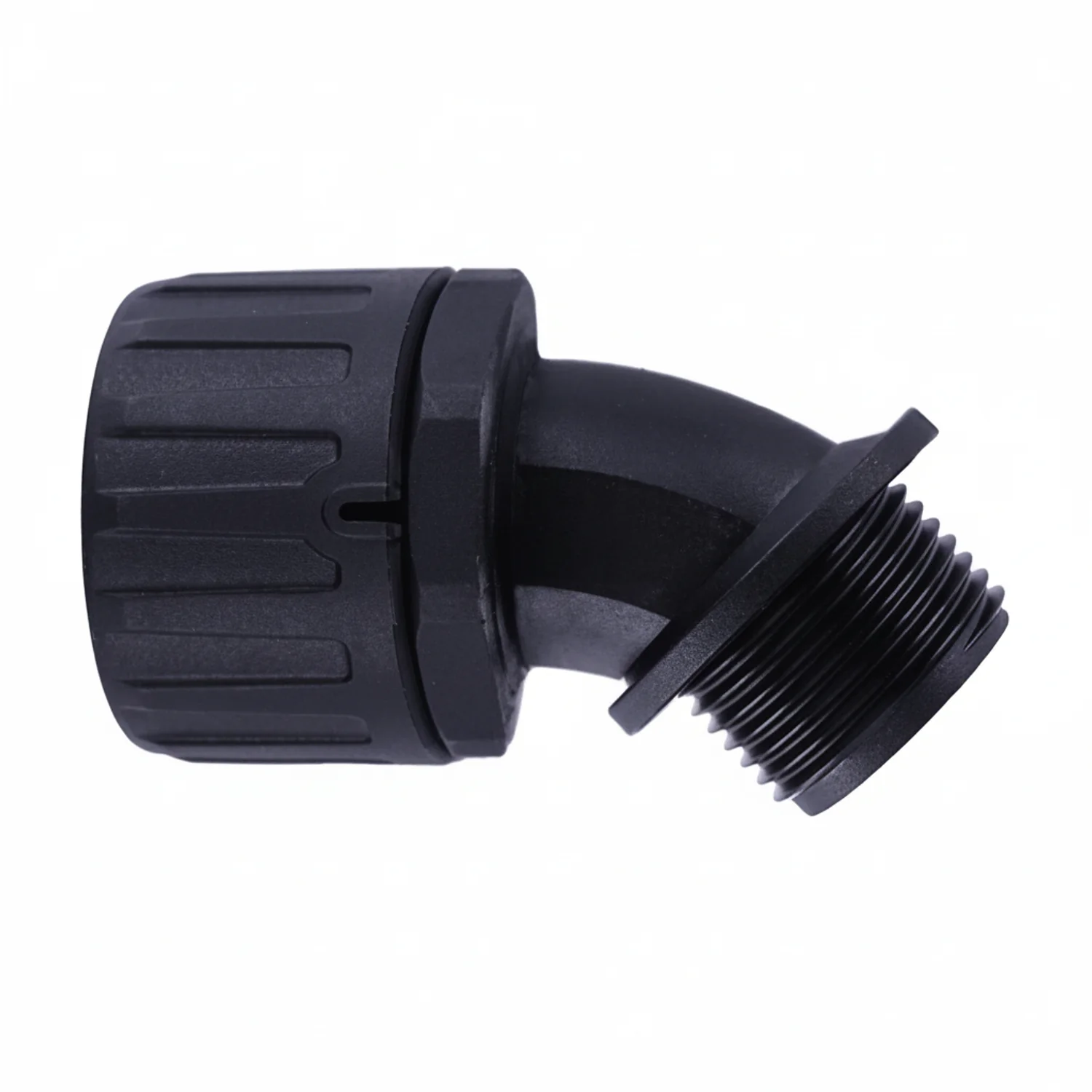 HellermannTyton 166-90097 HelaGuard Non-Metallic Fitting, IP66, 45-Elbow, 1.5" NPT Thread, 1.50" Dia, PA66, Black, 2/pkg