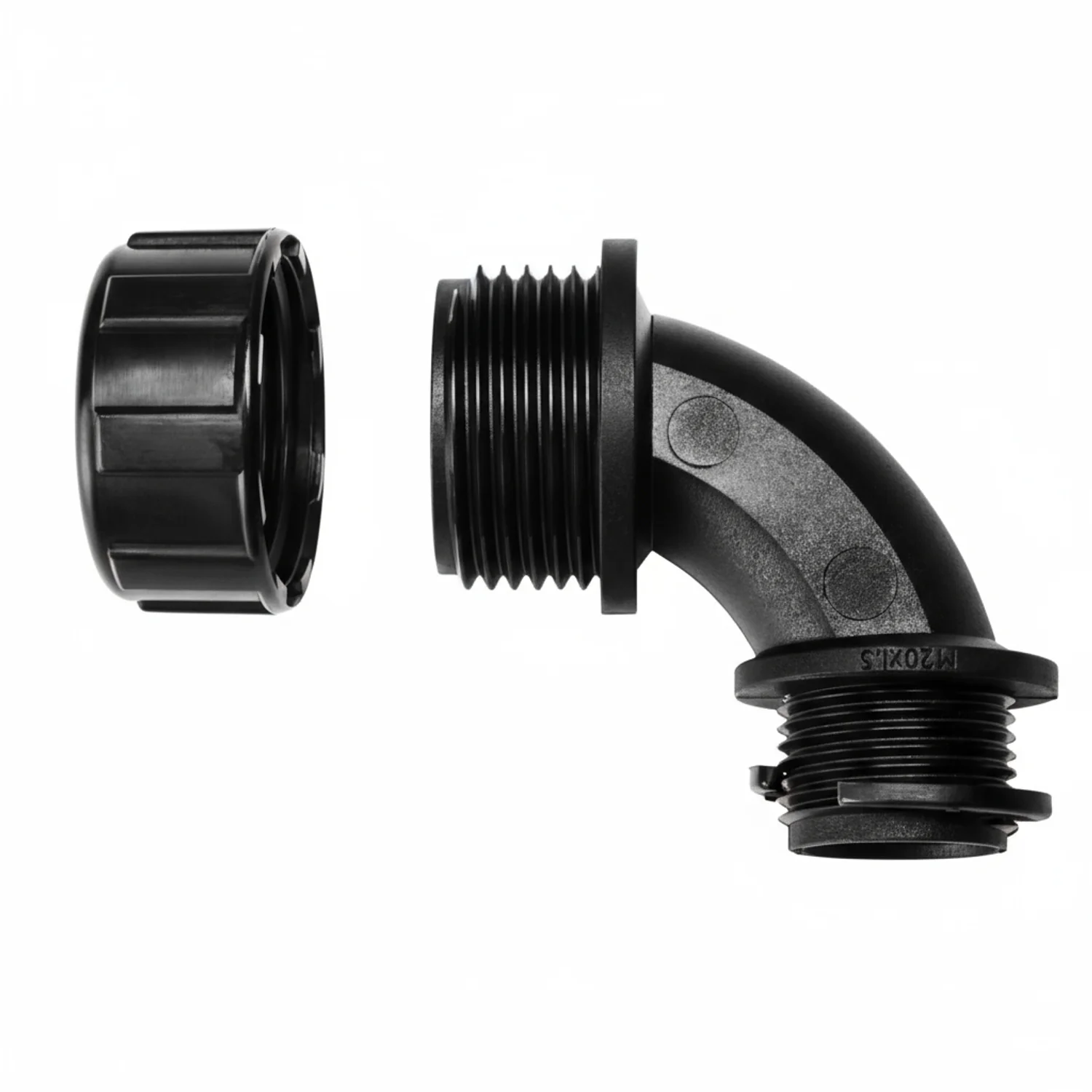 HellermannTyton 166-90125 HelaGuard Non-Metallic IP65 Fitting, 45-Elbow, NPT Thread, 0.50" Dia, PA66, Black, 10/pkg