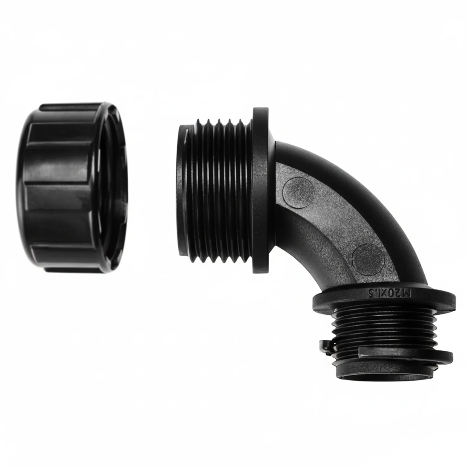 HellermannTyton 166-90128 HelaGuard Non-Metallic IP65 Fitting, 90-Elbow, NPT Thread, 0.38" Dia, PA66, Black, 10/pkg