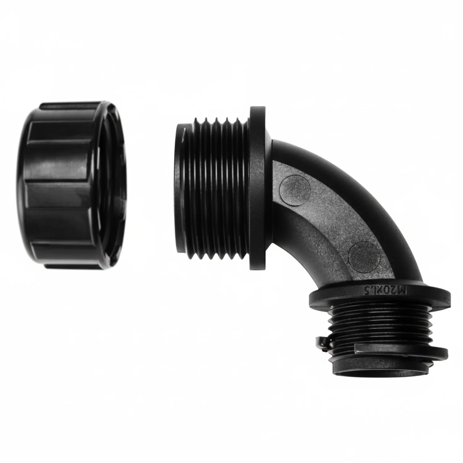 HellermannTyton 166-90131 HelaGuard Non-Metallic IP65 Fitting, 90-Elbow, NPT Thread, 1.00" Dia, PA66, Black, 10/pkg