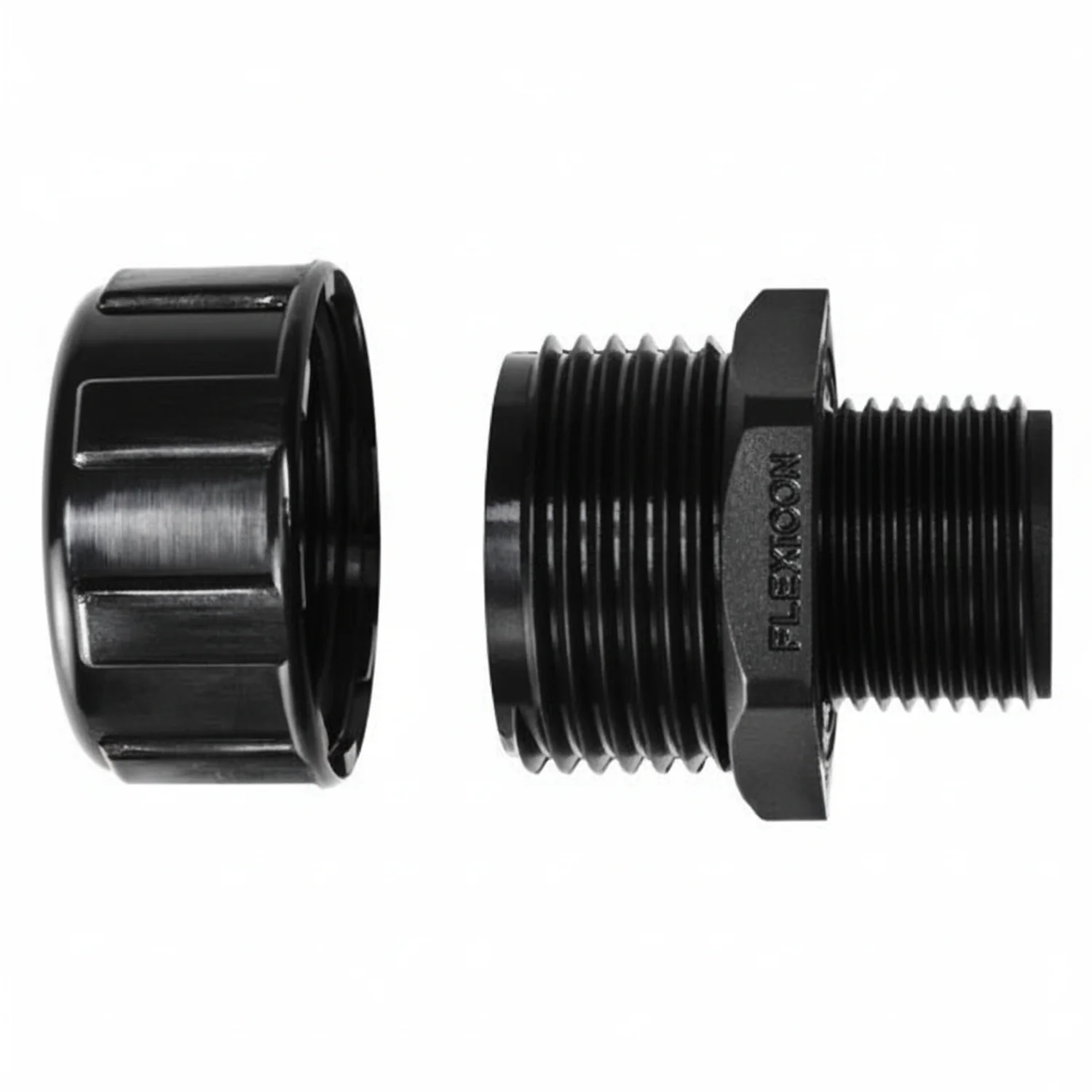 HellermannTyton 166-90137 HelaGuard Non-Metallic IP65 Fitting, Straight, NPT Thread, 1.25" Dia, PA66, Black, 2/pkg