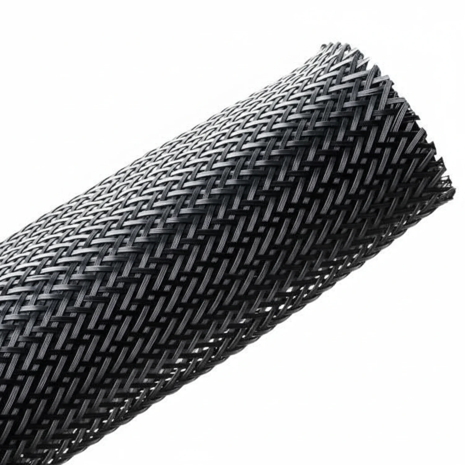 HellermannTyton 170-03095 Braided Sleeving, Expandable, Flame Retardant, 1.5" Dia, PET, Black, 200 ft/bulk reel