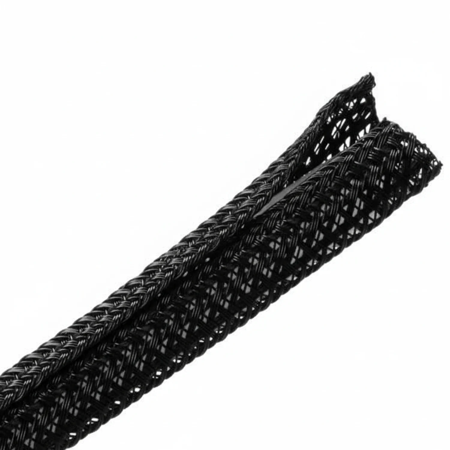 HellermannTyton 170-03131 Braided Sleeving, Split Wrap, 2" Dia, PET, Black, 50 ft/bulk reel