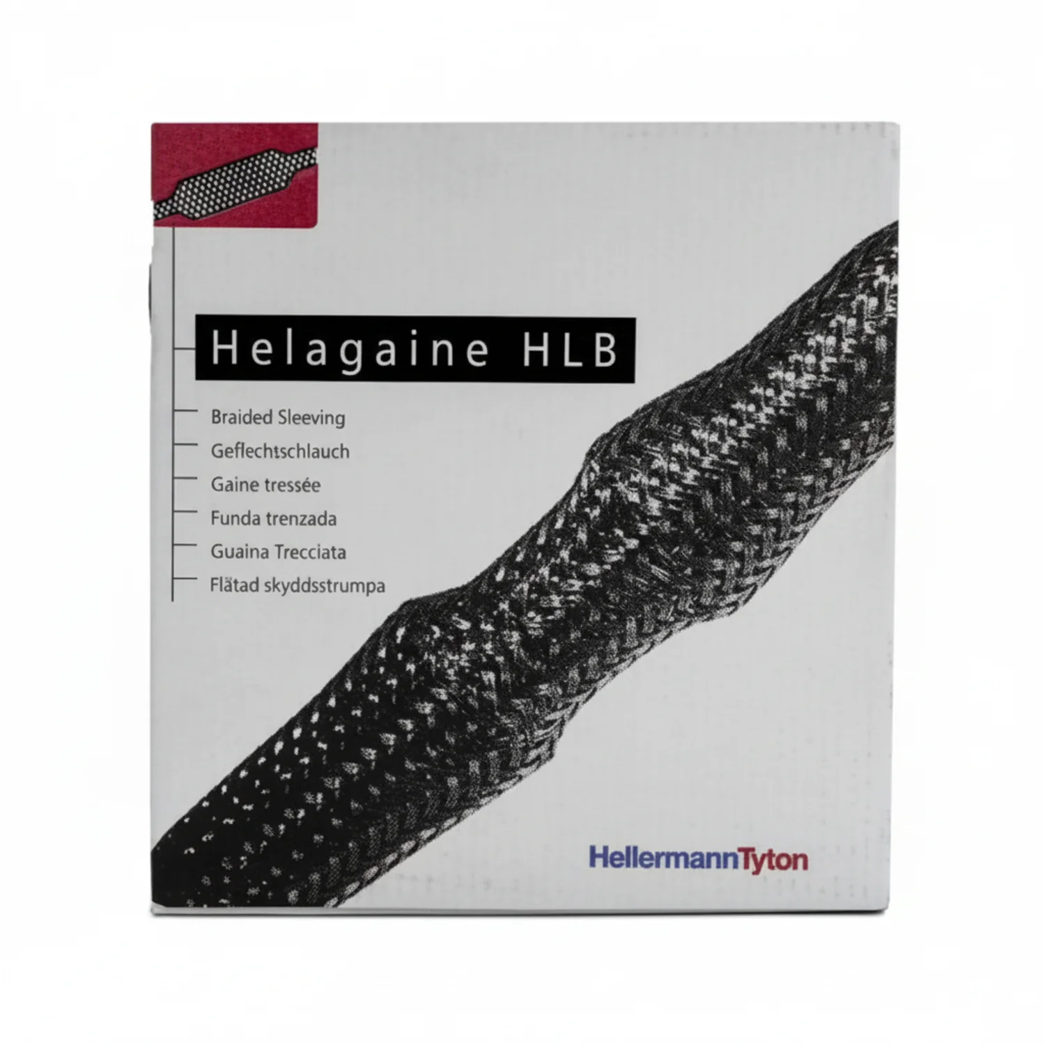 HellermannTyton 170-80350 Helagaine Braided Sleeving, Dispenser Pack, 1" Dia, 3:1 Shrink Ratio, PET, BK, 32.8ft/Reel