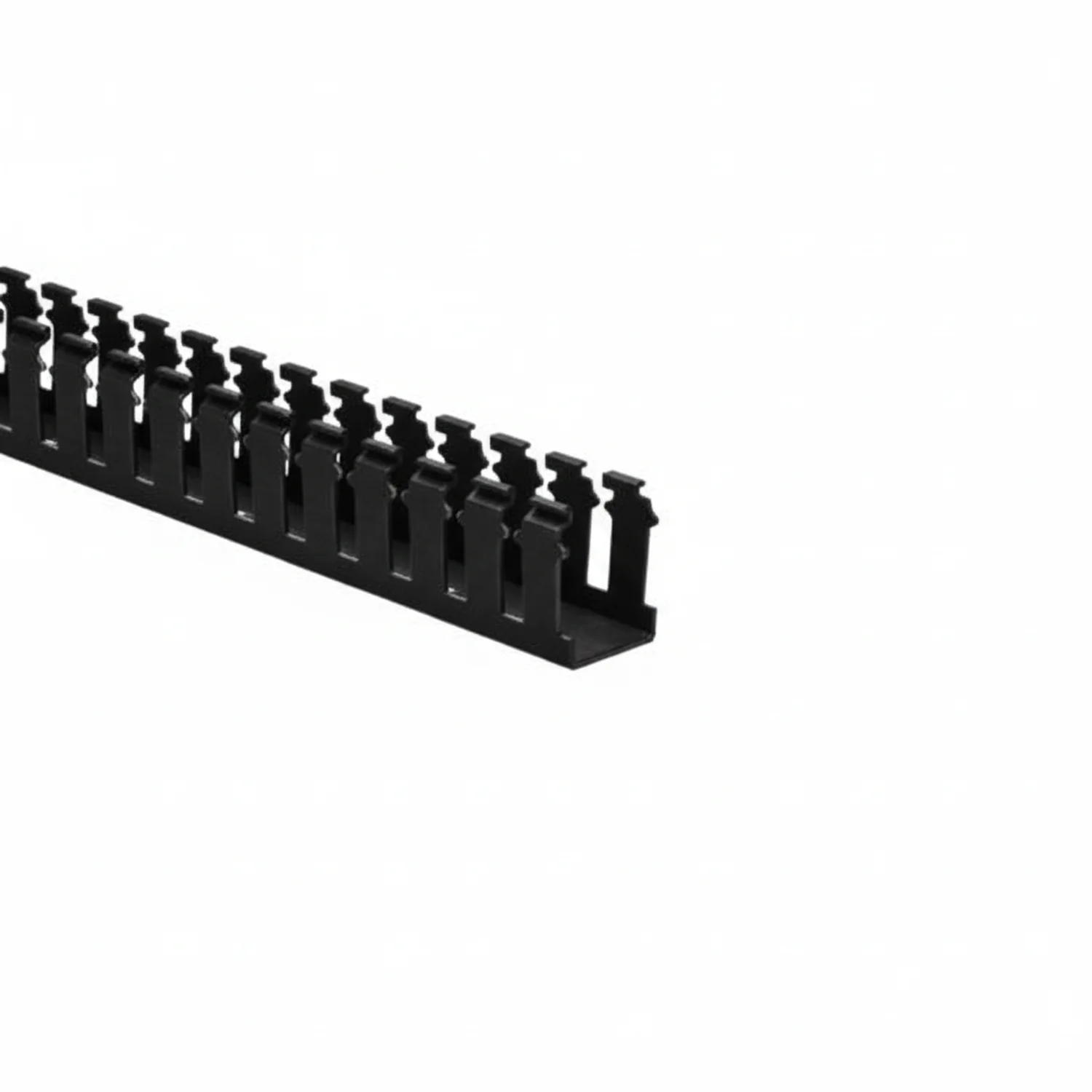 HellermannTyton 181-00573 Slotted Wall Wiring Duct, 1.5" X 2", Adhesive, PVC, Black, 120ft/Carton