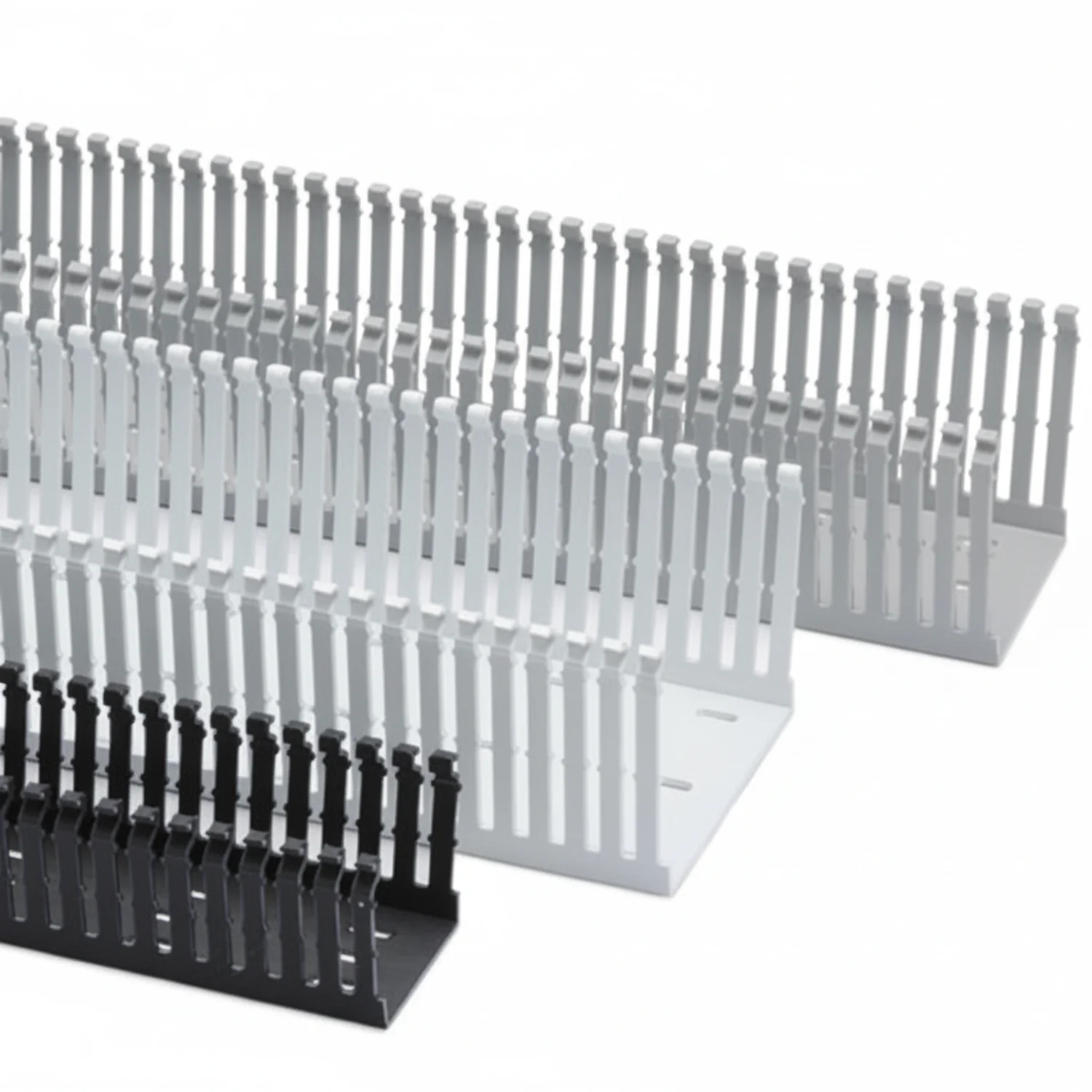 HellermannTyton 181-00603 High Density Slotted Wall Wiring Duct, 1.5" X 1.5", Non-Adhesive, PVC, Black, 120ft/Carton