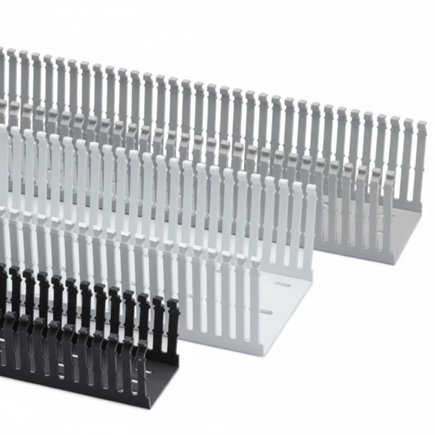 HellermannTyton 181-00653 High Density Slotted Wall Wiring Duct, 3" X 2" Adhesive, PVC, Black, 120ft/Carton
