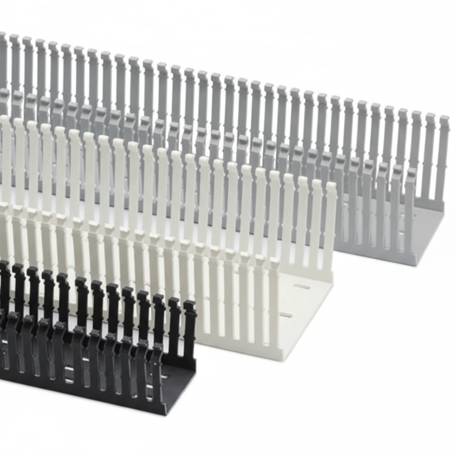 HellermannTyton 181-00666 High Density Slotted Wall Wiring Duct, 4" X 4", Adhesive, PVC, Black, 120ft/Carton