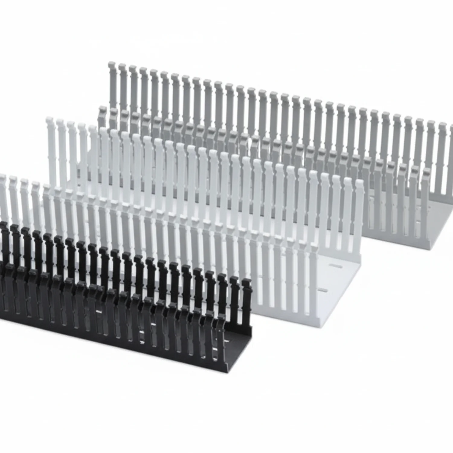HellermannTyton 181-00690 High-Density Slotted-Wall Wiring Duct, 4" x 5", Non-Adhesive, PVC, Black, 60 ft/carton