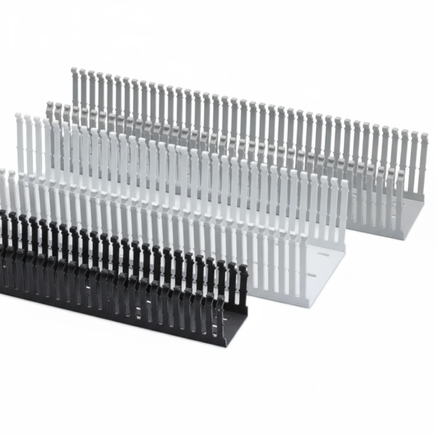 HellermannTyton 181-00692 High-Density Slotted-Wall Wiring Duct, 4" x 5", Non-Adhesive, PVC, Gray, 60 ft/carton