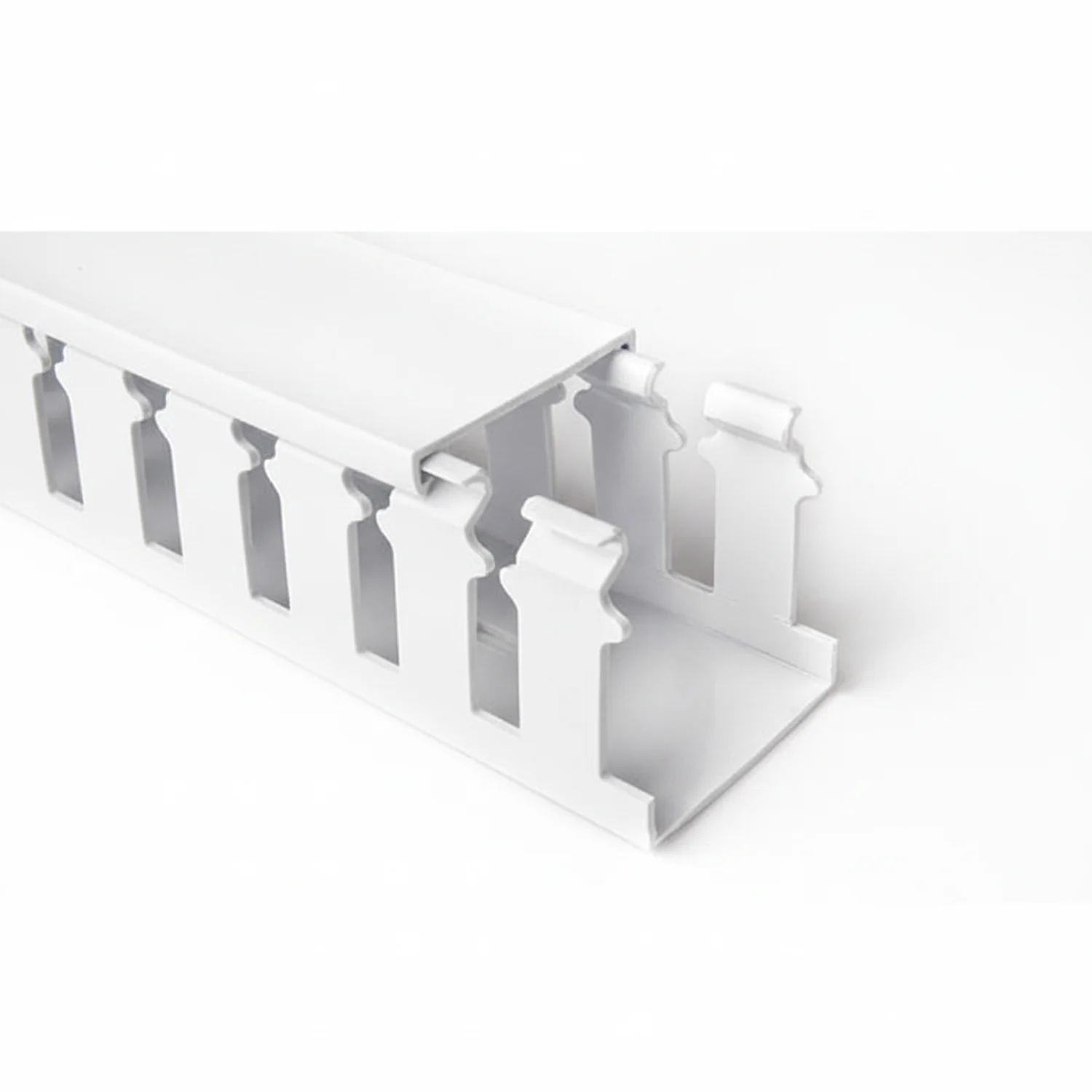 HellermannTyton 181-15106 Slotted Wall Wiring Duct, 1.5" X 1", Non-Adhesive, PVC, White, 30ft/Box