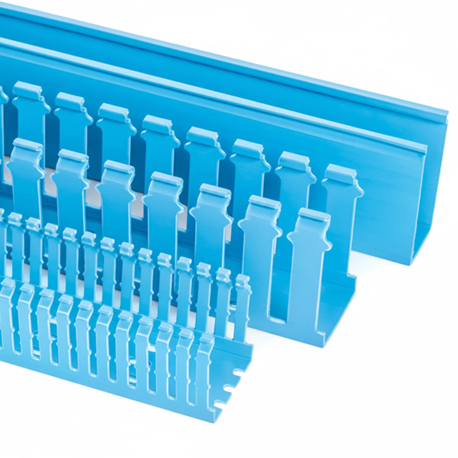 HellermannTyton 184-05603 High-Density Slotted-Wall Wiring Duct, 4" x 4", Non-Adhesive, PVC, Blue, 120 ft/carton