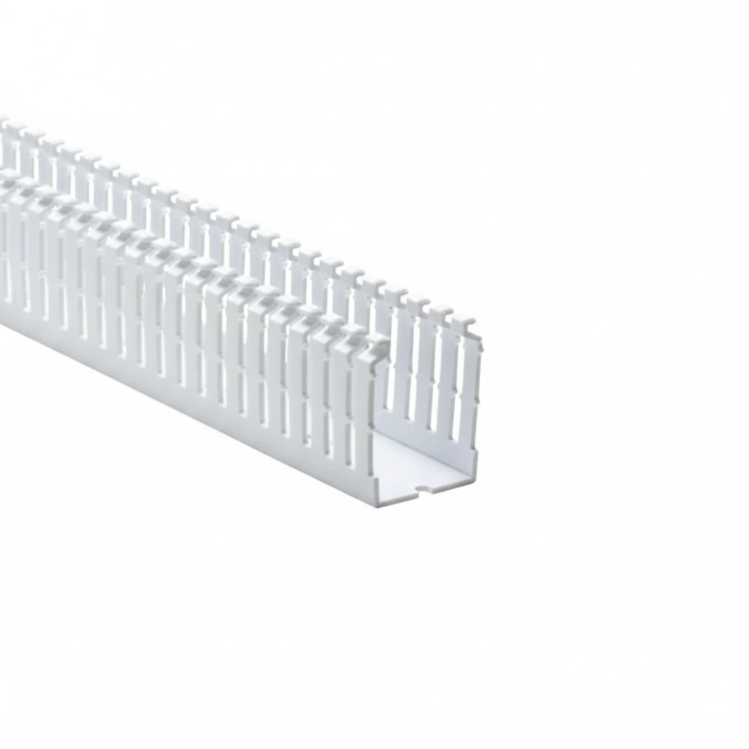 HellermannTyton 184-15204 High Density Slotted Wall Wiring Duct, 1.5" X 2", Non-Adhesive, PVC, White, 30ft/Box