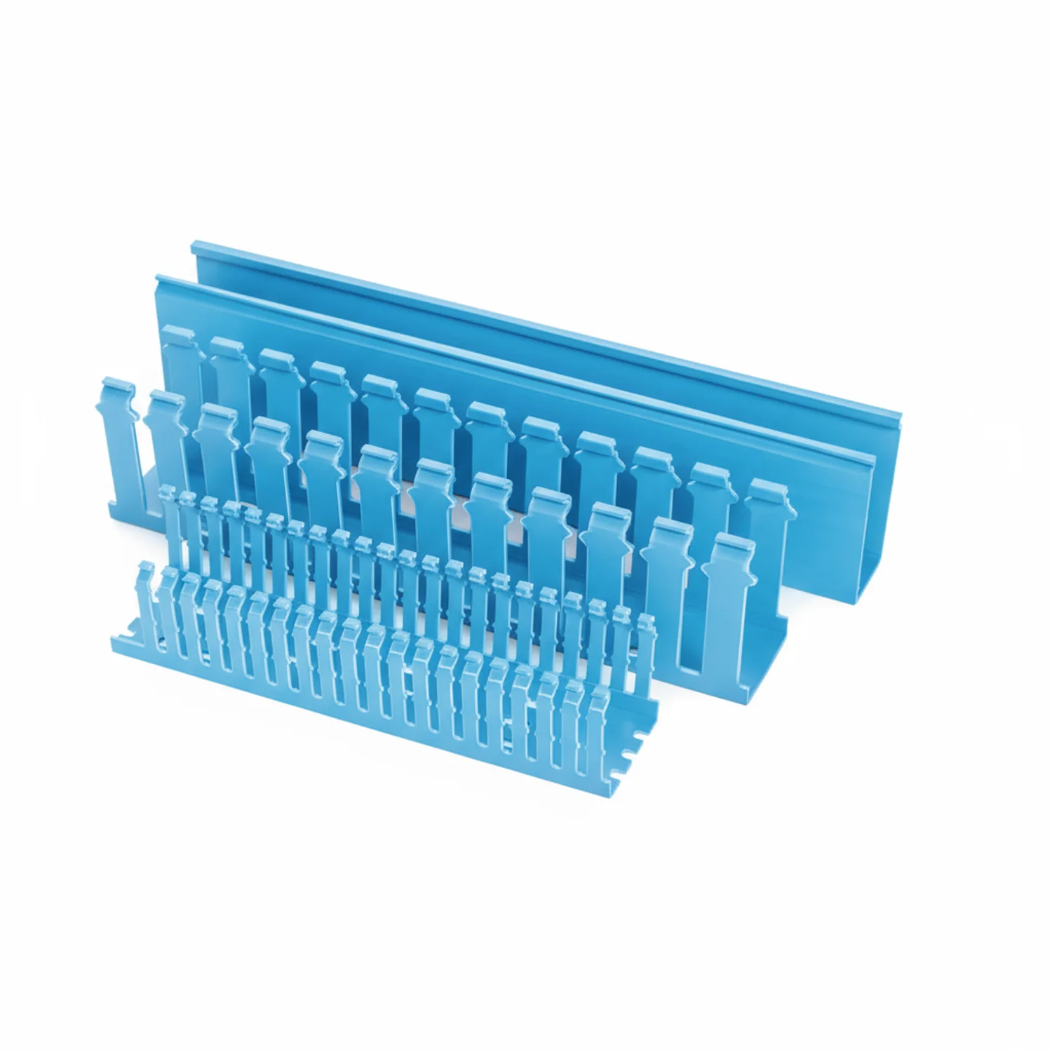 HellermannTyton 184-22026 High-Density Slotted-Wall Wiring Duct, 2" x 4", Non-Adhesive, PVC, Blue, 120 ft/carton