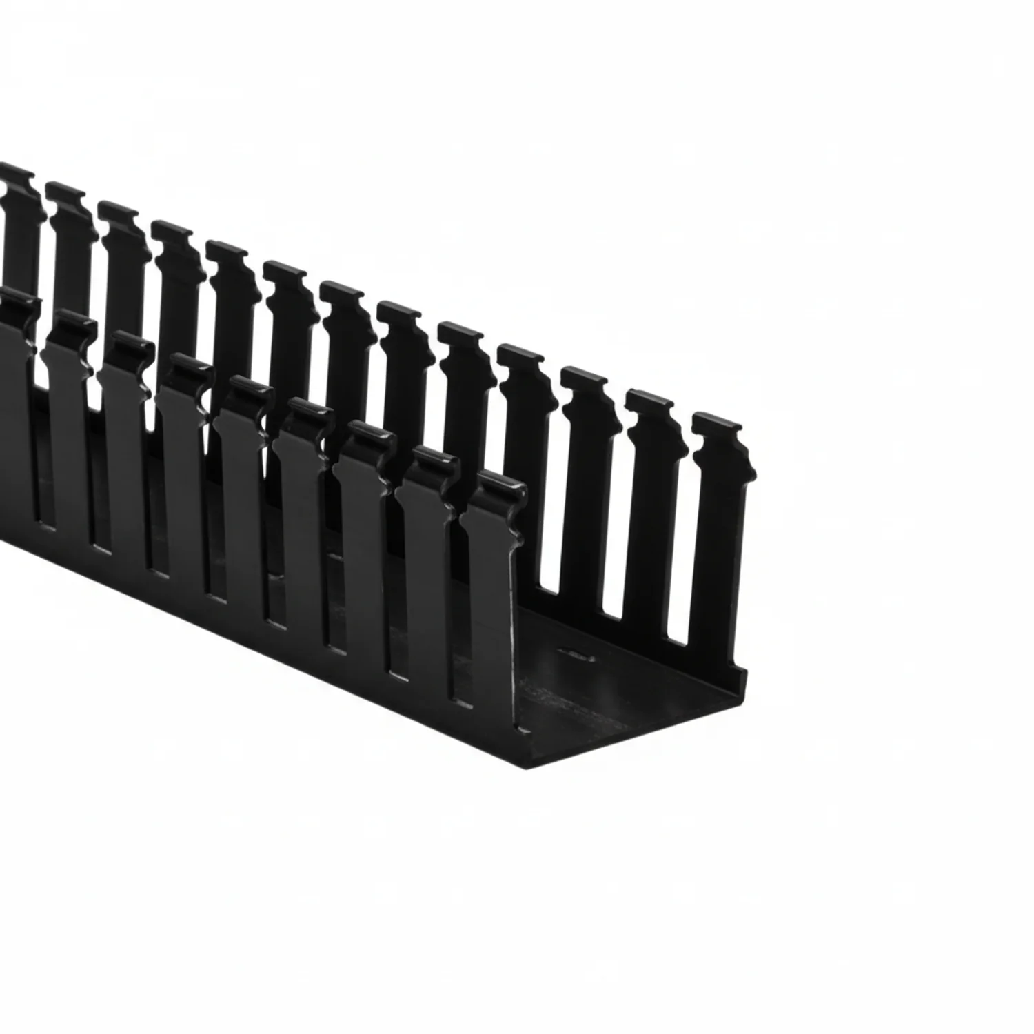 HellermannTyton 184-22032 High-Density Slotted-Wall Wiring Duct, 3" x 4", Non-Adhesive, PVC, Black, 30ft/box