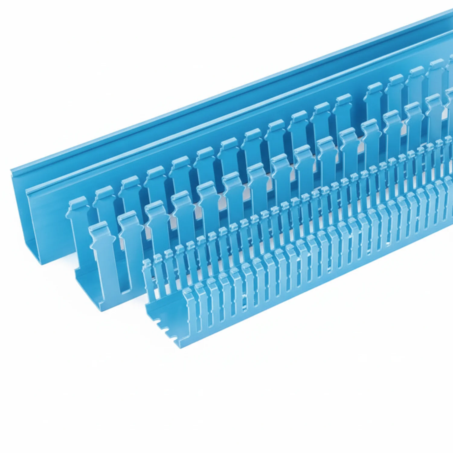 HellermannTyton 184-22044 High-Density Slotted-Wall Wiring Duct, 3" x 2", Non-Adhesive, PVC, Blue, 120 ft/carton