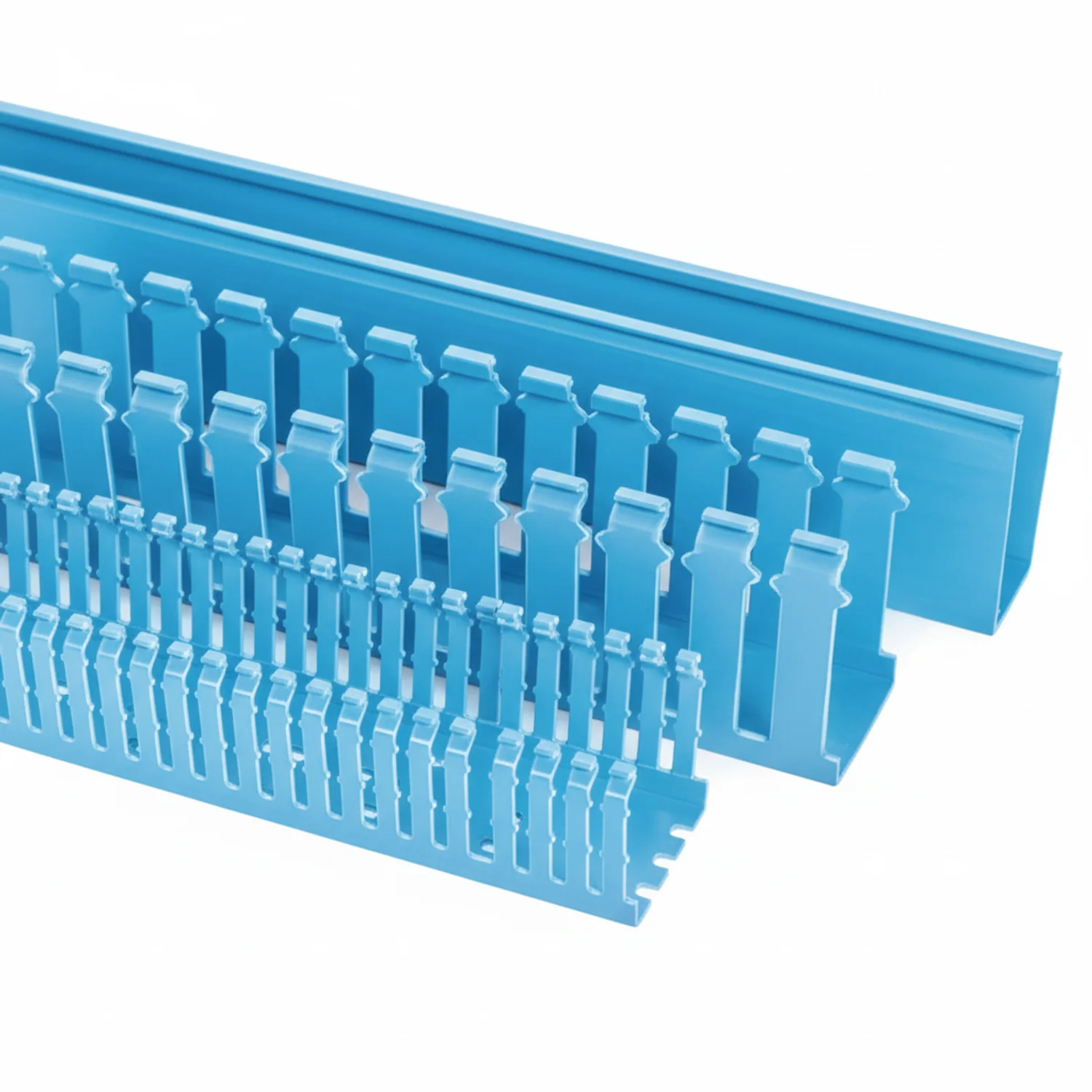 HellermannTyton 184-22053 High-Density Slotted-Wall Wiring Duct, 3" x 3", Non-Adhesive, PVC, Intrinsic Blue, 120 ft/carton