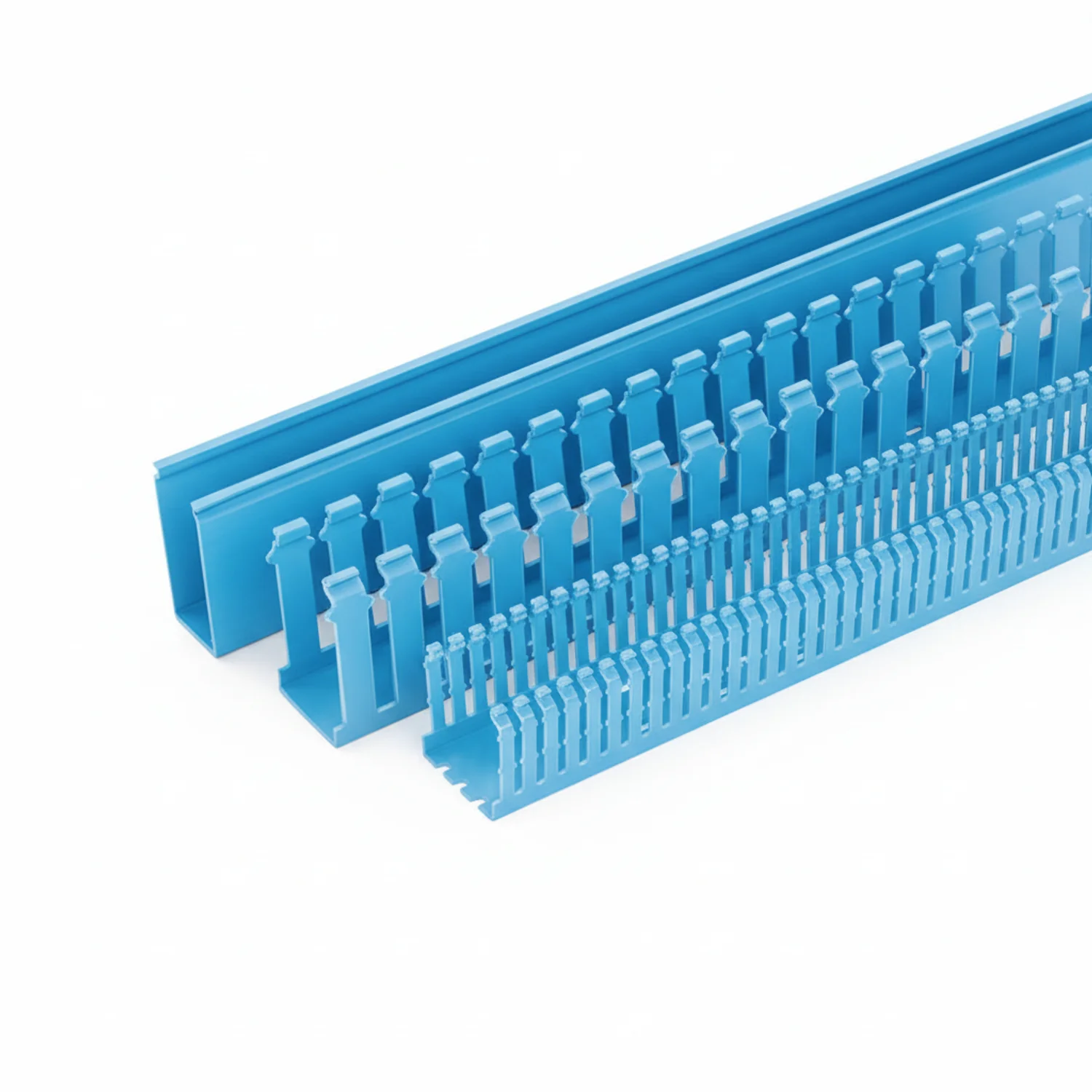 HellermannTyton 184-22055 High-Density Slotted-Wall Wiring Duct, 4" x 3", Non-Adhesive, PVC, Blue, 120 ft/carton