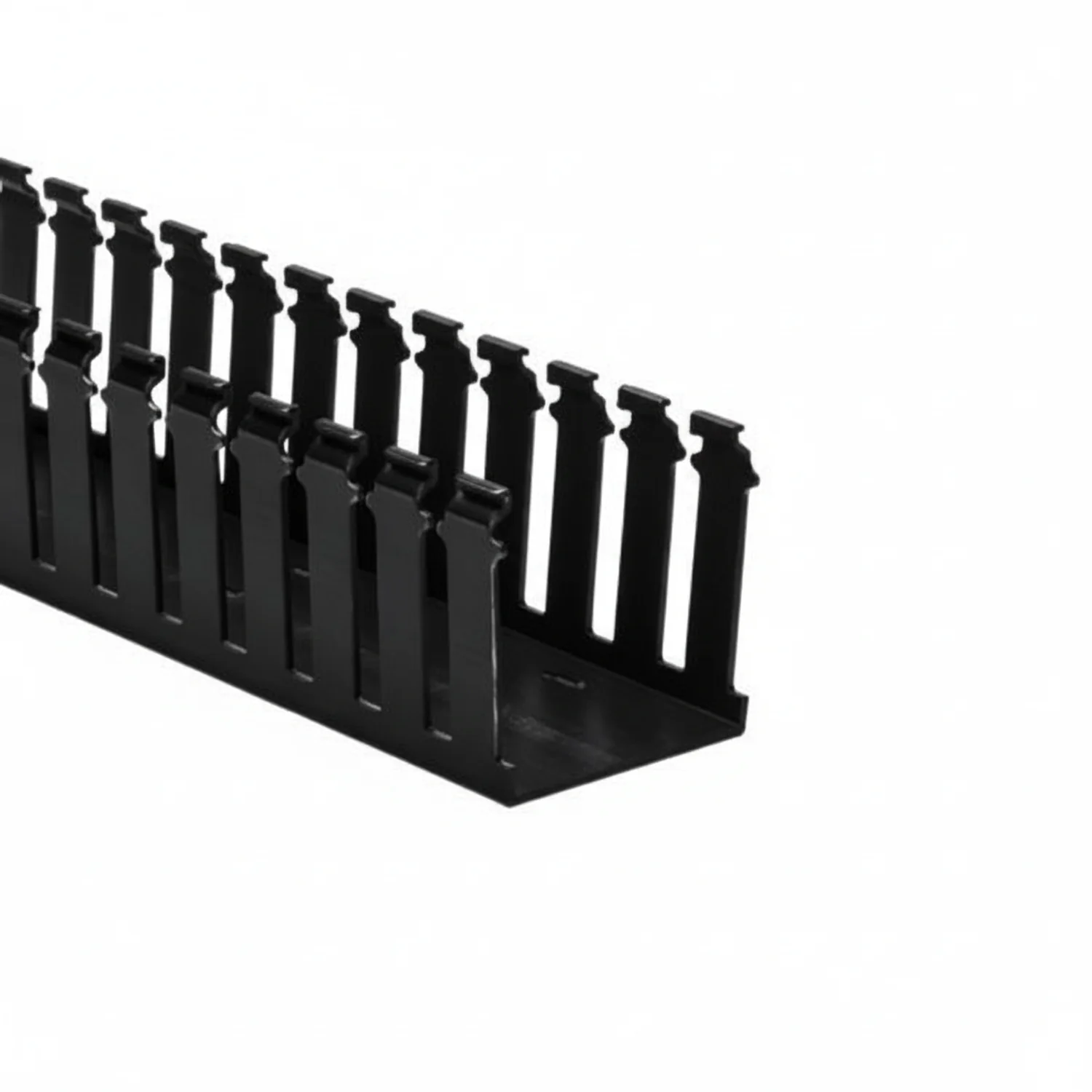 HellermannTyton 184-22056 High-Density Slotted-Wall Wiring Duct, 4" x 3", Non-Adhesive, PVC, Black, 30ft/box