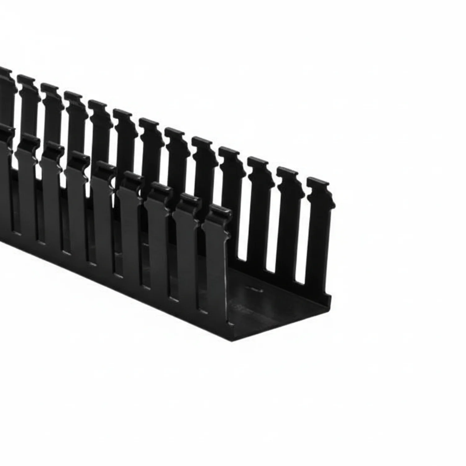 HellermannTyton 184-42004 High-Density Slotted-Wall Wiring Duct, 4" x 2", Non-Adhesive, PVC, Black, 30ft/box