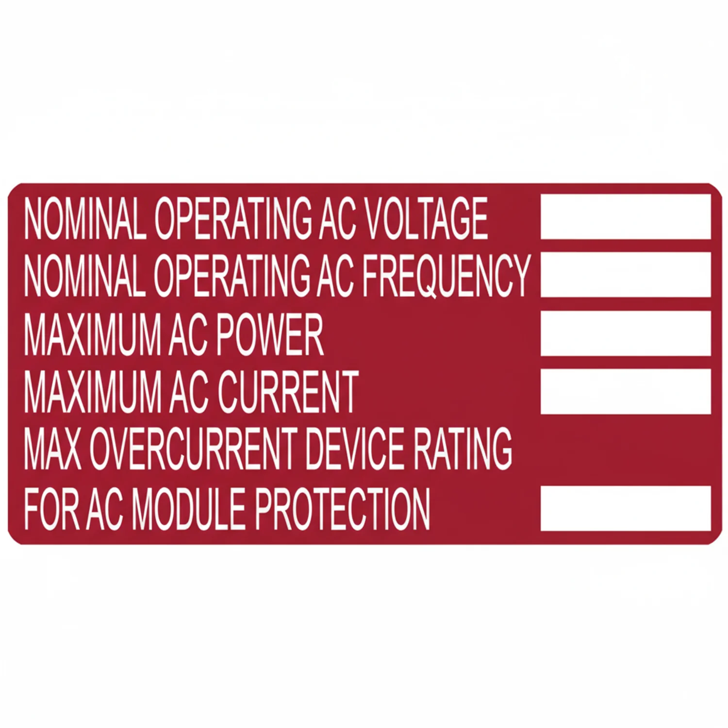 HellermannTyton 596-00252 Solar Label, Printable, 2017 Code, AC MODULE, 4.0" x 2.0", PET, Red, 50/roll
