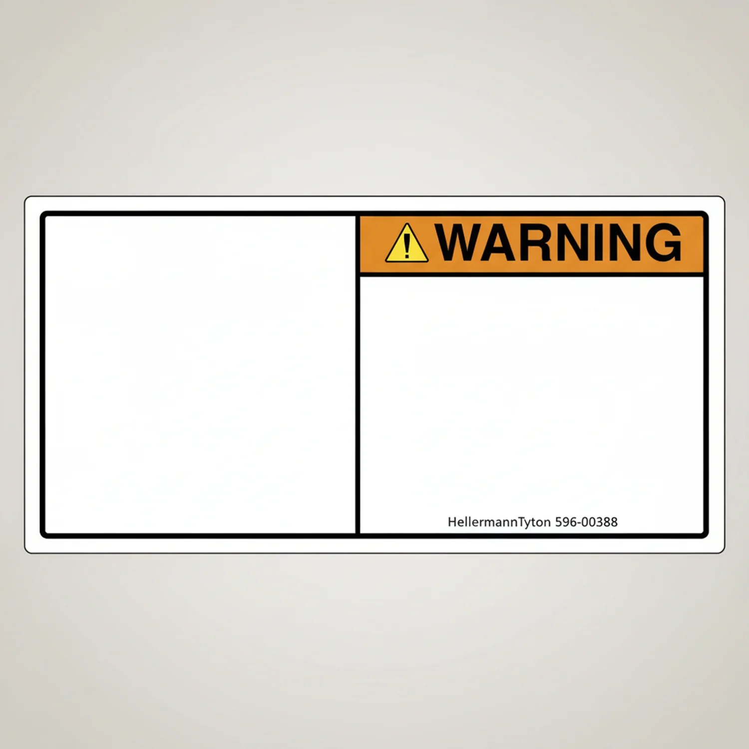 HellermannTyton 596-00388 Pre-Printed Header Label, WARNING, Blank Symbol Panel, 2.75" x 5.50", PET, Orange, 250/roll