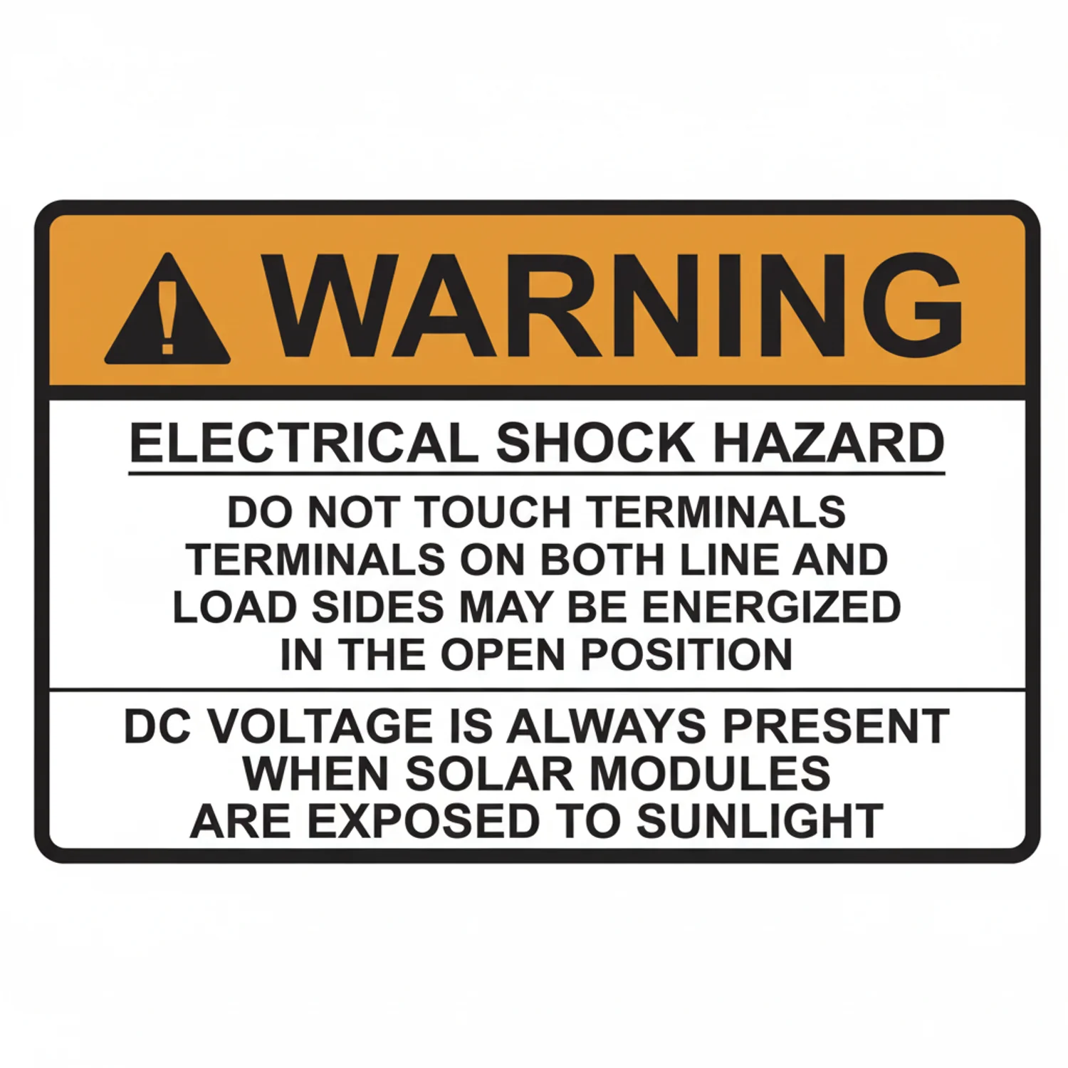 HellermannTyton 596-00496 Solar Label, WARNING ELECTRICAL SHOCK HAZARD…DC VOLTAGE, 3.75" x 2.5", VL, Orange/White, 50/roll