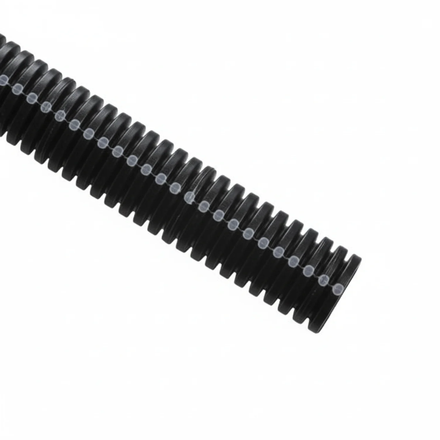 HellermannTyton CTN20STD Convoluted Tubing, Slit, 2" Dia, PA6, Black with Gray Stripe, 100 ft/pkg