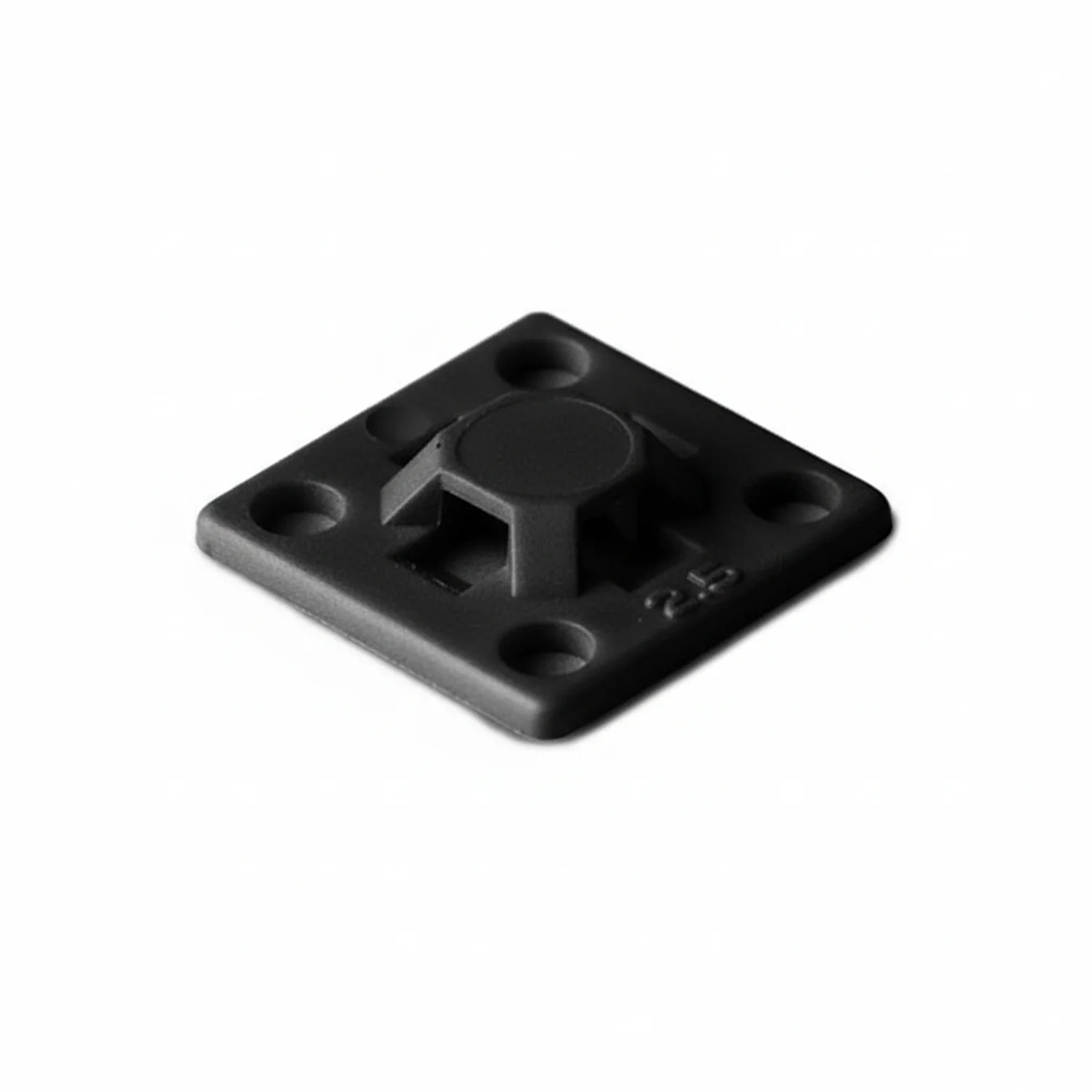 HellermannTyton MB2.5A0C2 Adhesive Cable Tie Mount, .63" x .63", .10" Max Tie Width, .11" Hole Dia, PA66/SR T50, Black, 100/pkg