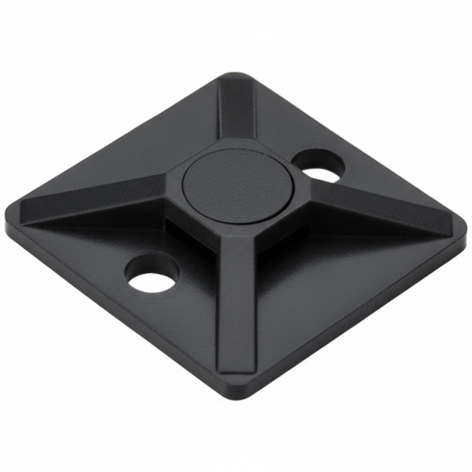 HellermannTyton MB30C2 Screw Mount Cable Tie Base, .75" x .75", .14" Max Tie Width, .12" Hole Dia, PA66, Black, 100/pkg