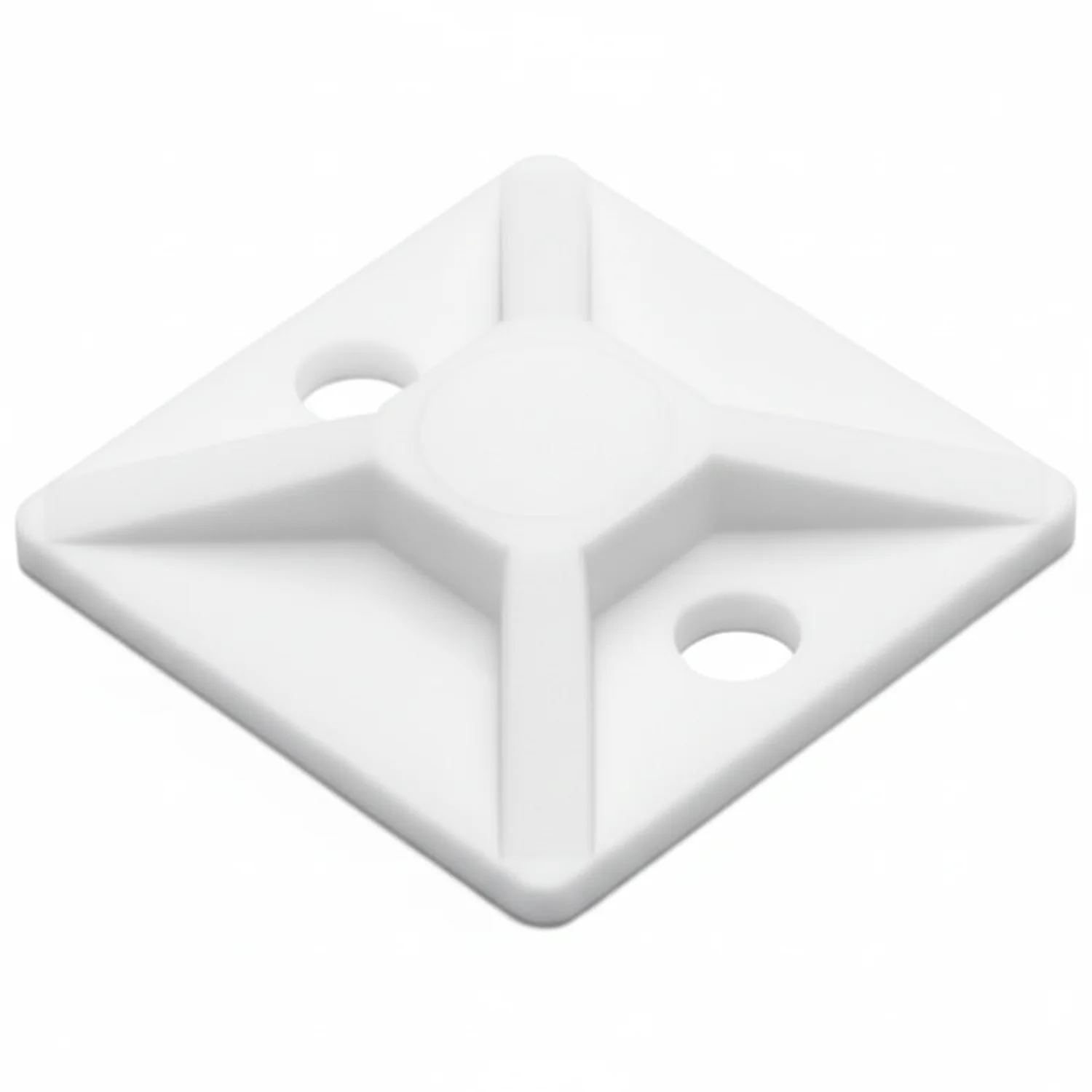 HellermannTyton MB310C2 Screw Mount Cable Tie Base, .75" x .75", .14" Max Tie Width, .12" Hole Dia, PA66, White, 100/pkg