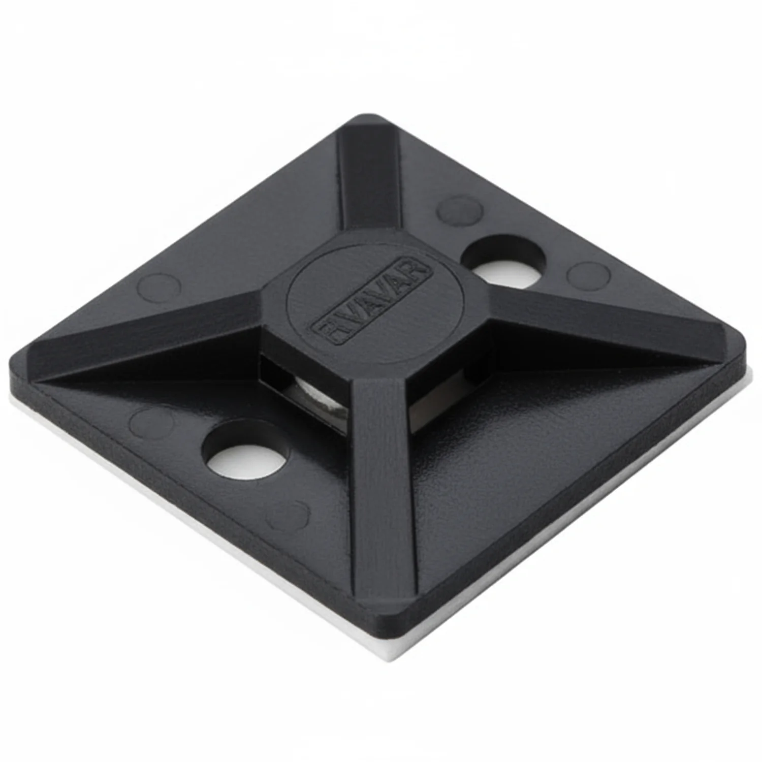 HellermannTyton MB3A0A2H4 Adhesive Cable Tie Mount, .75" x .75", .14" Max Tie Width, .12" Hole Dia, PA66/Acrylate, Black, 500/pkg