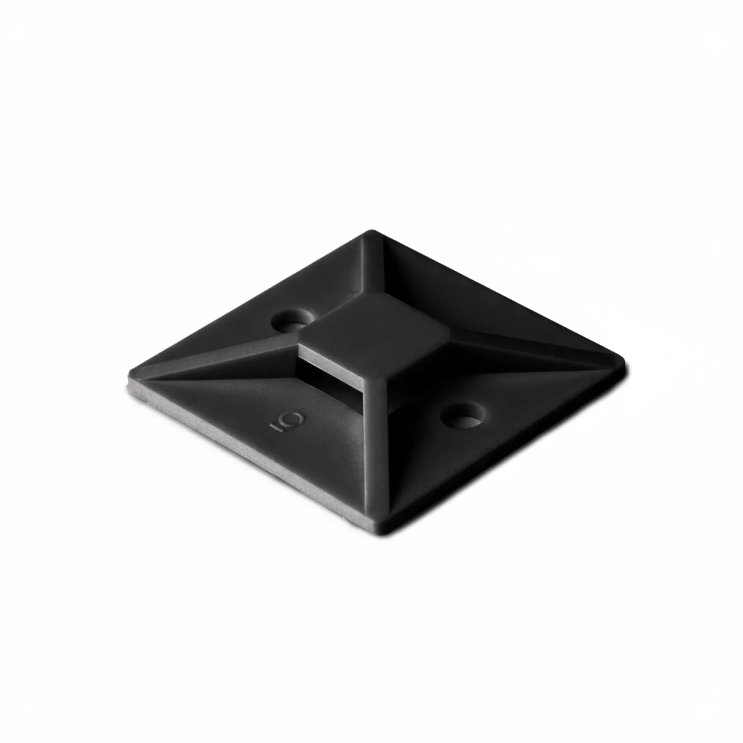 HellermannTyton MB3A0C2 Adhesive Cable Tie Mount, .75" x .75", .14" Max Tie Width, .12" Hole Dia, PA66/SR T50, Black, 100/pkg