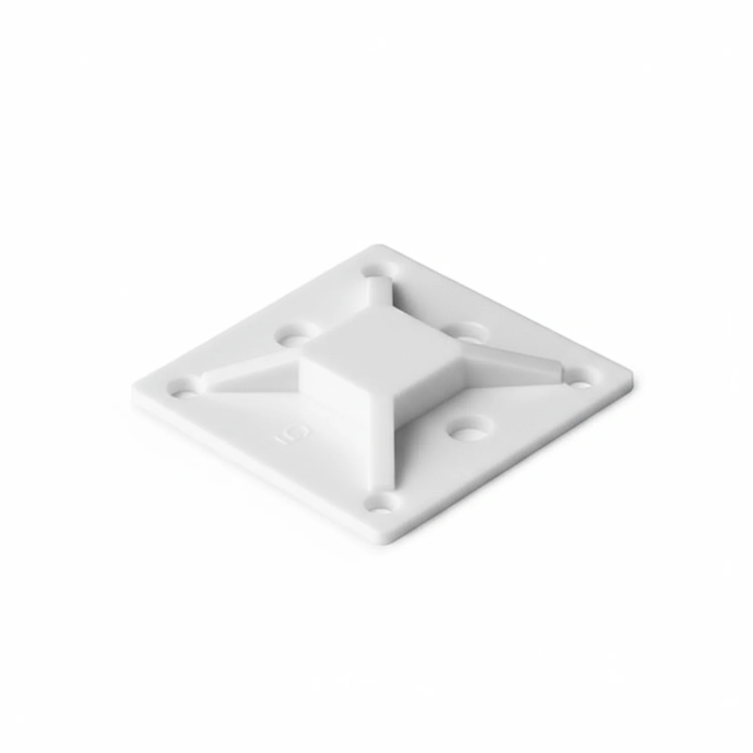 HellermannTyton MB3A10M4 Adhesive Cable Tie Mount, .75" x .75", .14" Max Tie Width, .12" Hole Dia, PA66/SR T50, White, 1000/pkg