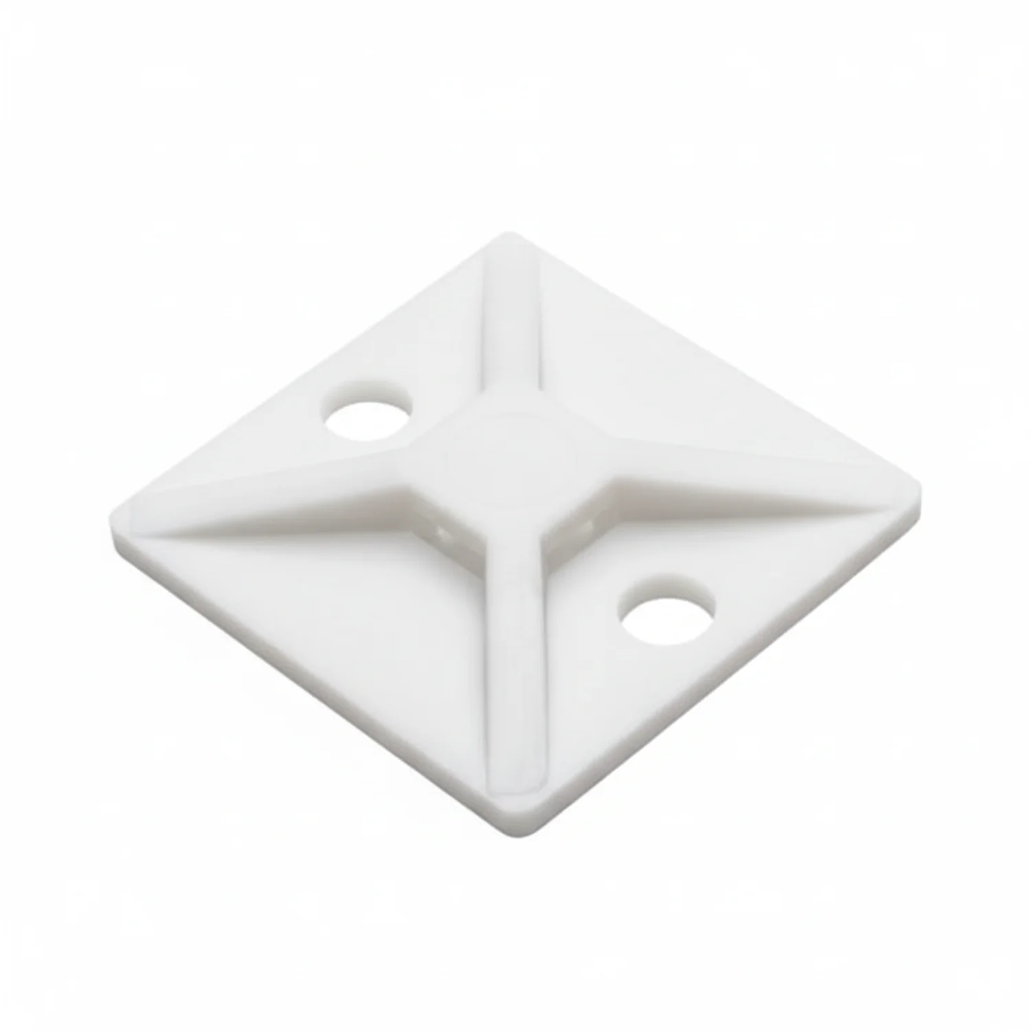 HellermannTyton MB410C2 Screw Mount Cable Tie Base, 1.12" x 1.12", .18" Max Tie Width, .18" Hole Dia, PA66, White, 100/pkg