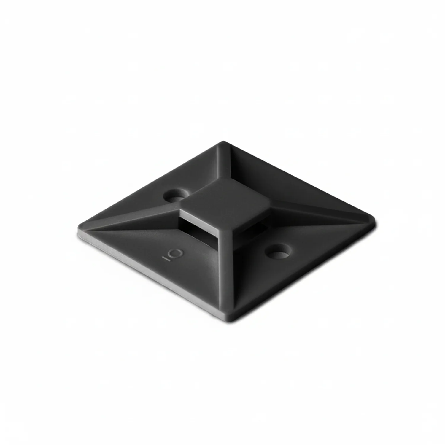 HellermannTyton MB4A0C2 Adhesive Cable Tie Mount, 1.12" x 1.12", .18" Max Tie Width, .18" Hole Dia, PA66/SR, Black, 100/pkg
