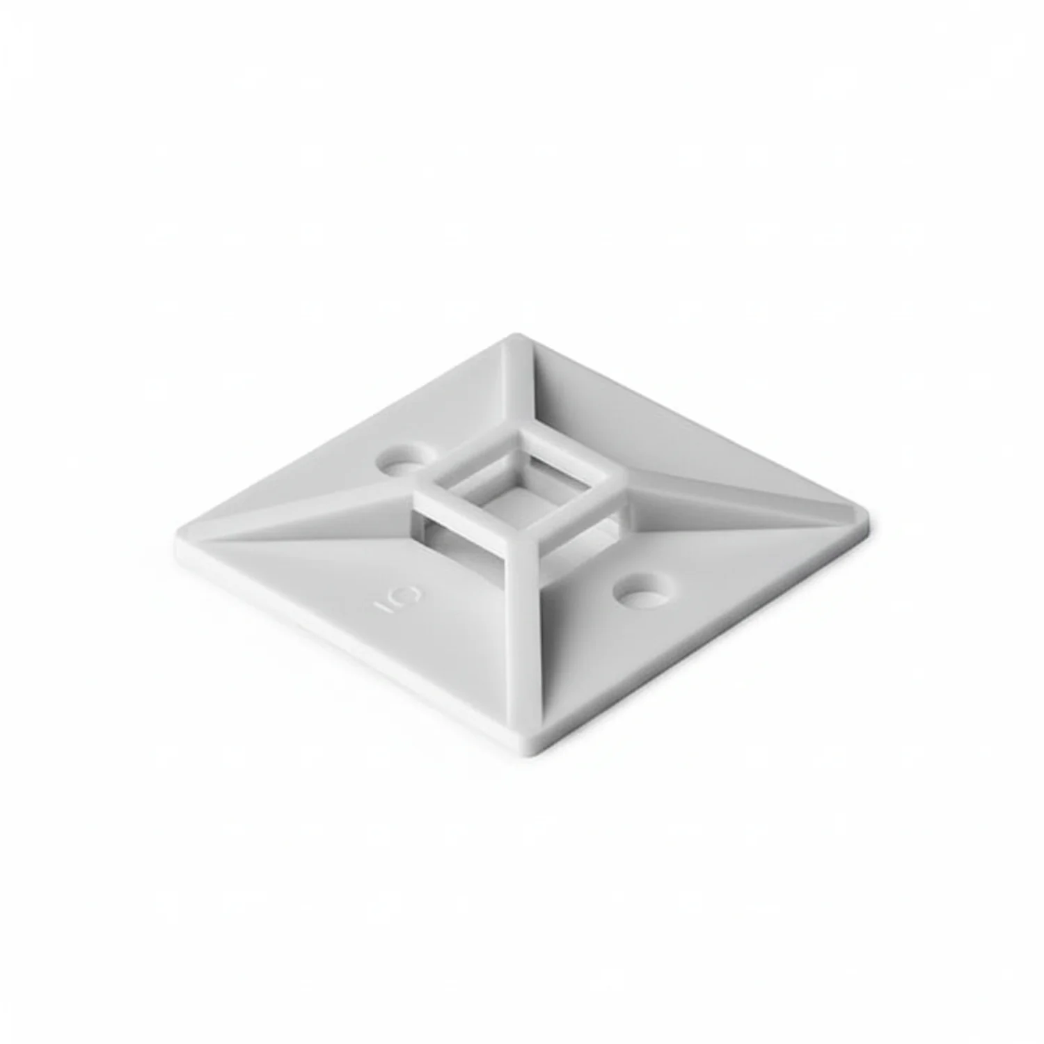 HellermannTyton MB4A10H4 Adhesive Cable Tie Mount, 1.12" x 1.12", .18" Max Tie Width, .18" Hole Dia, PA66/SR T50, White, 500/pkg