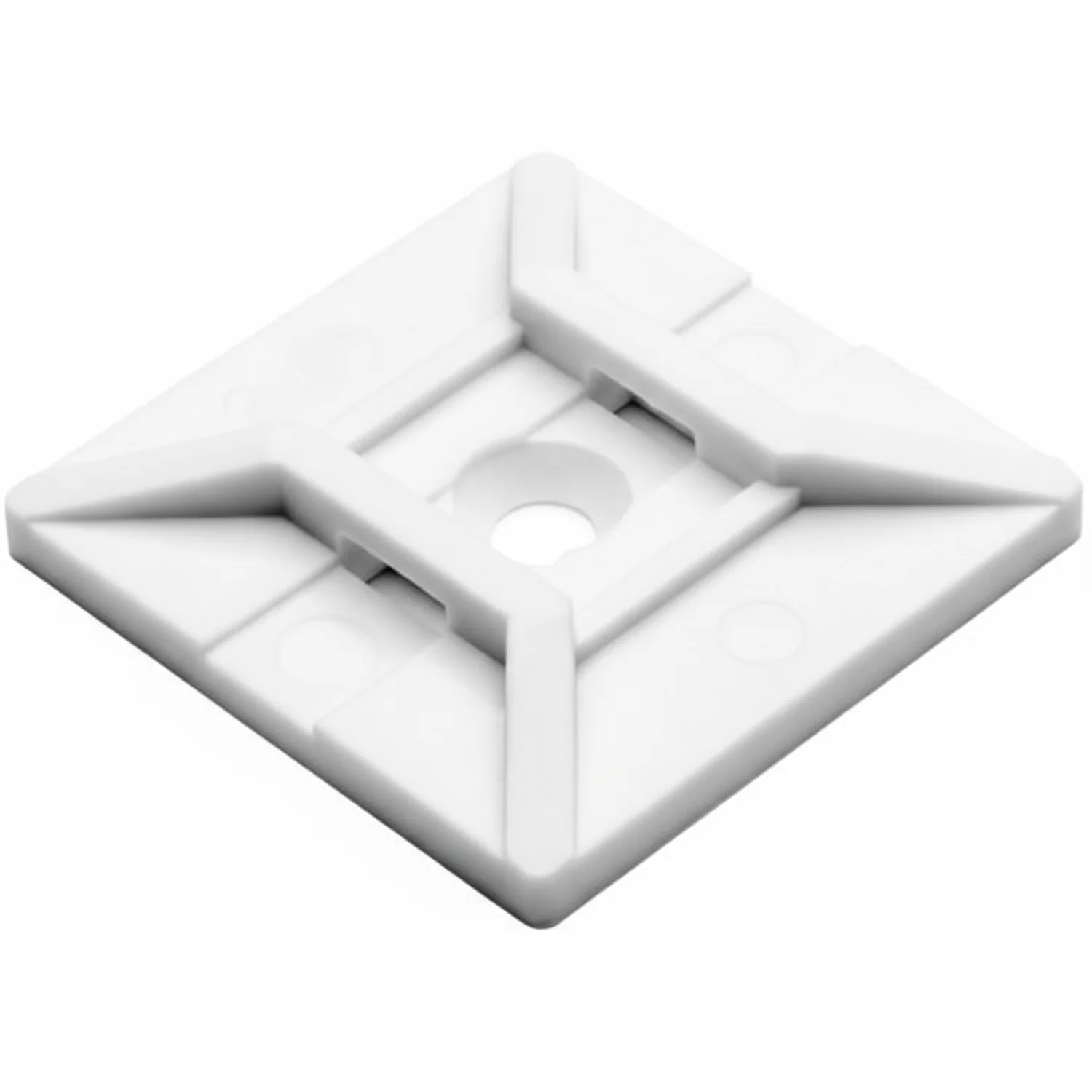 HellermannTyton MB4SH10C2 Screw Mount Cable Tie Base, 1.12" x 1.12", .18" Max Tie Width, .15" Hole Dia, PA66, White, 100/pkg