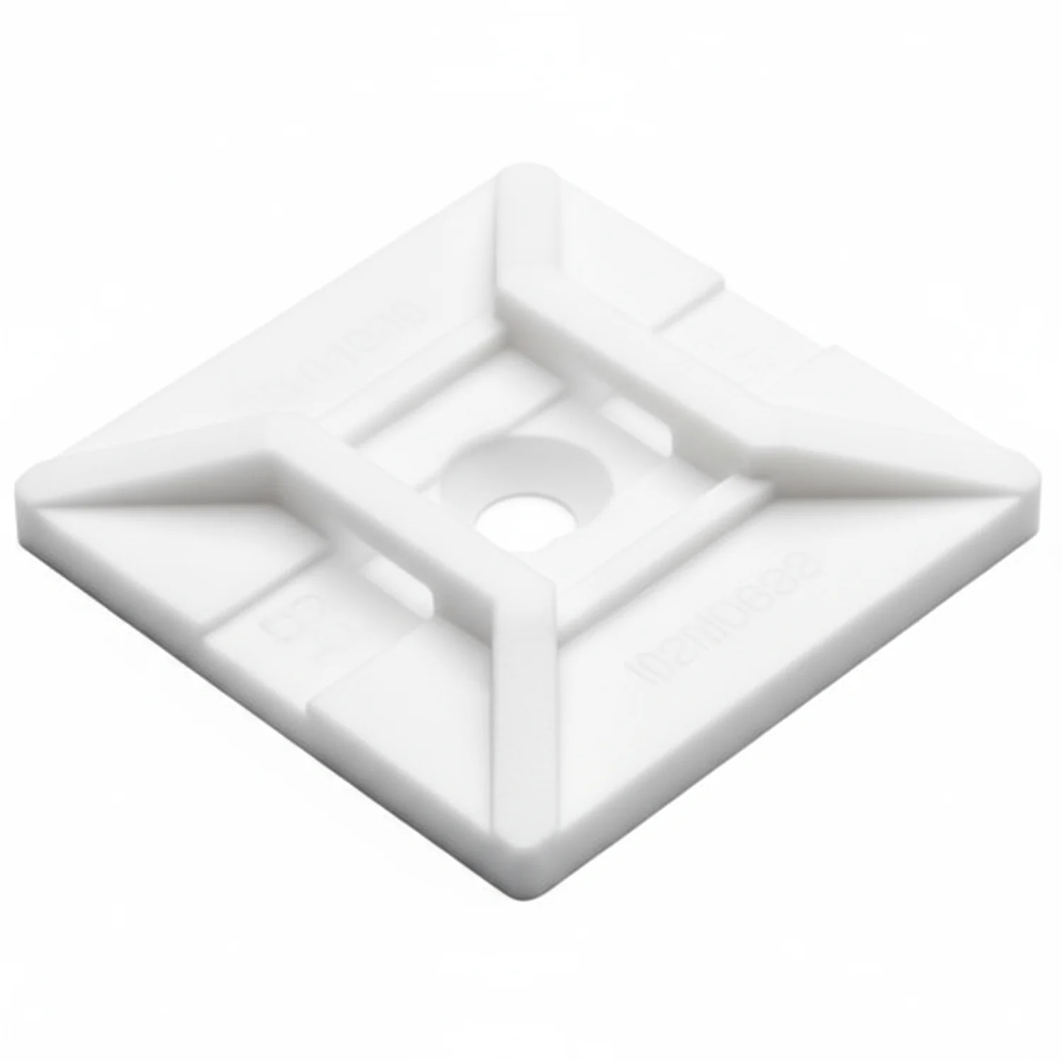 HellermannTyton MB4SH10H4 Screw Mount Cable Tie Base, 1.12" x 1.12", .18" Max Tie Width, .15" Hole Dia, PA66, White, 500/pkg
