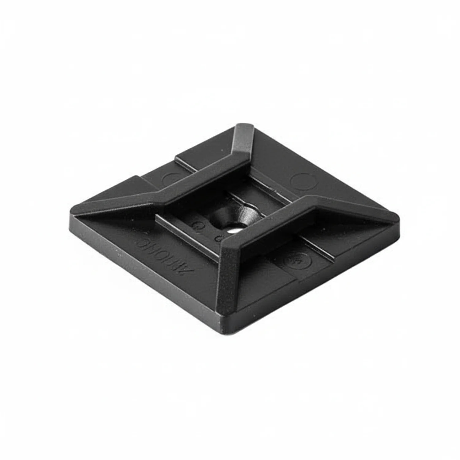 HellermannTyton MB4SHA0C2 Adhesive Cable Tie Mount, 1.12" x 1.12", .18" Max Tie Width, .15" Hole Dia, PA66/SR T50, Black, 100/pkg