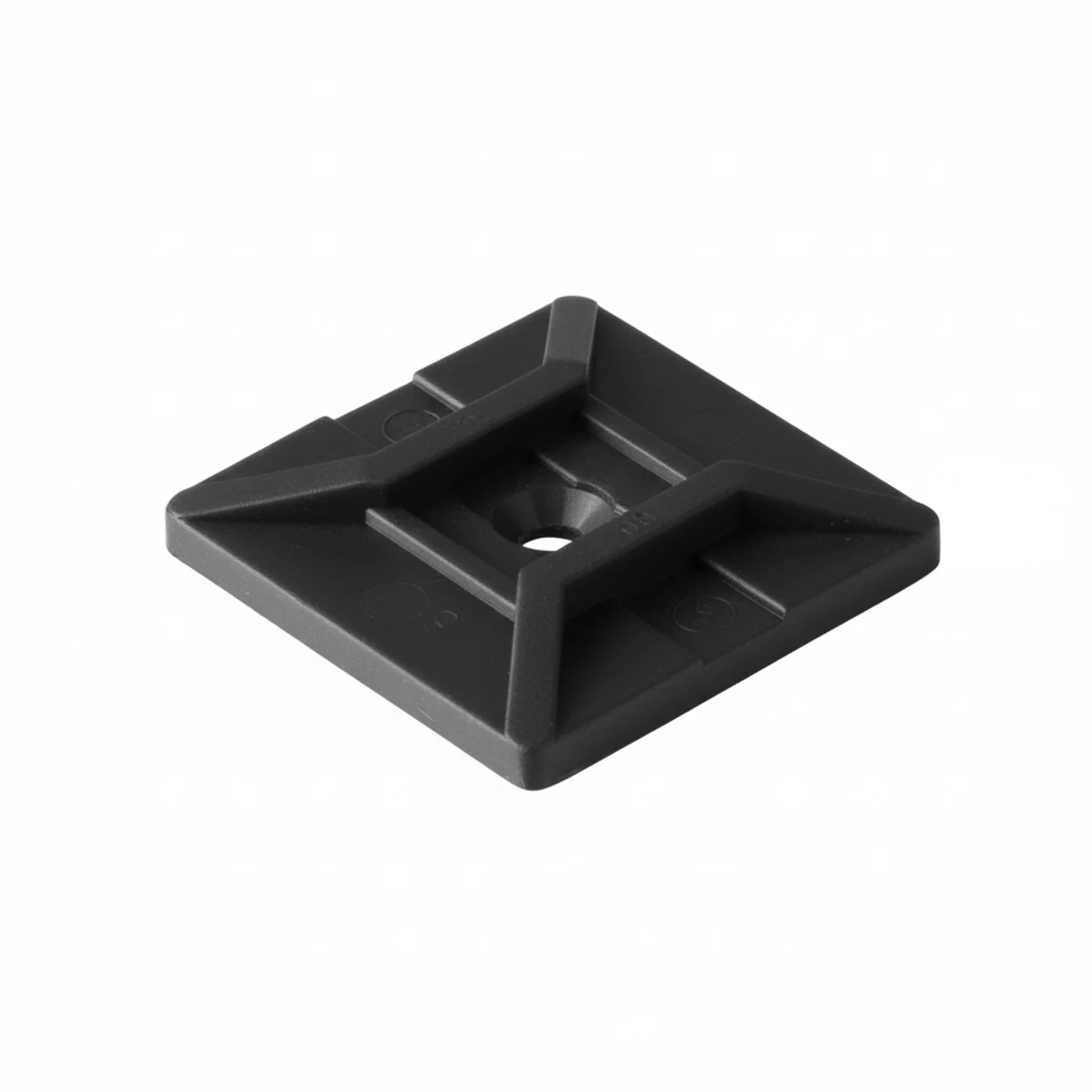 HellermannTyton MB4SHA0H4 Adhesive Cable Tie Mount, 1.12"x1.12", .18" Max Tie Width, .15" Hole, Black, 500/pkg