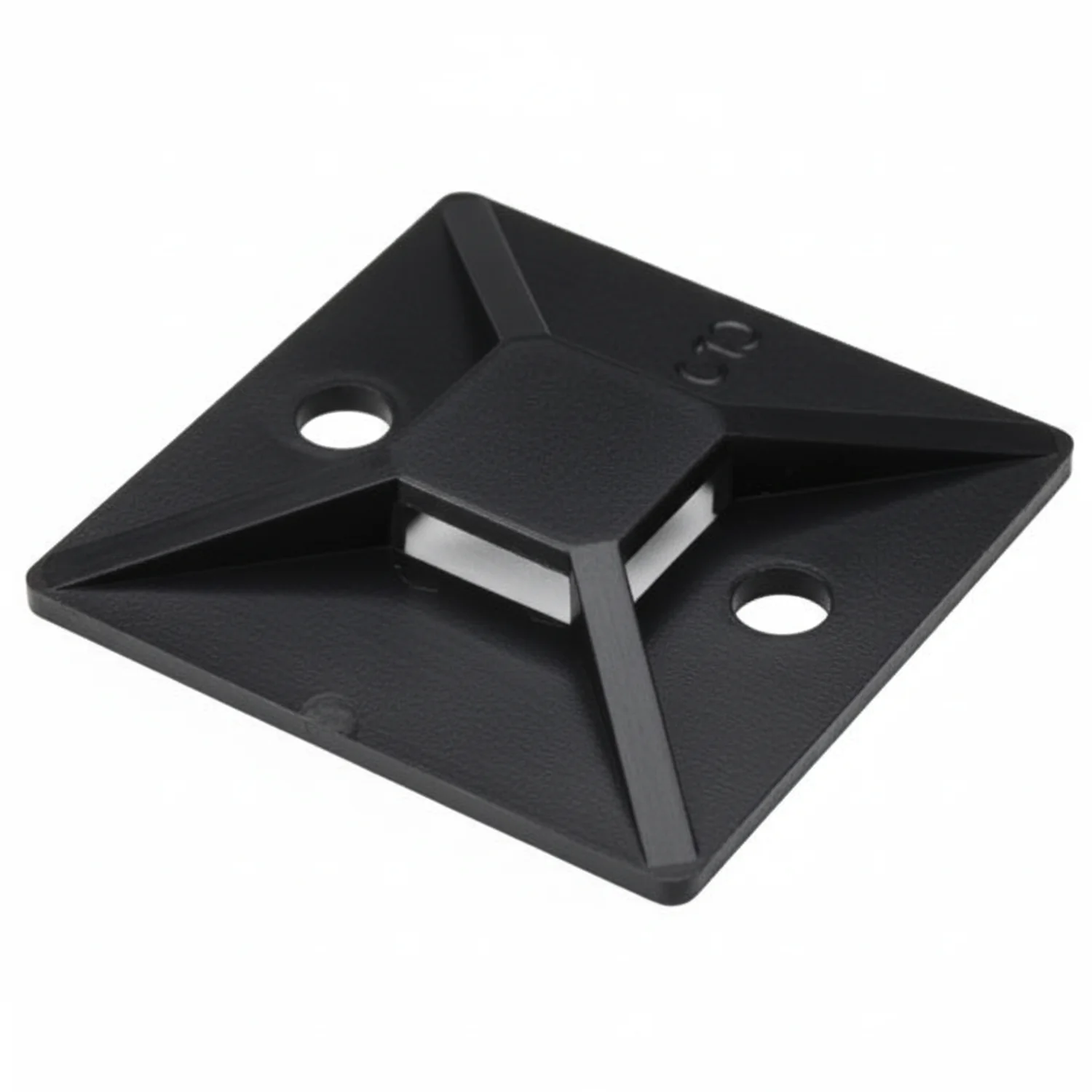 HellermannTyton MB50C2 Screw Mount Cable Tie Base, 1.49" x 1.49", .35" Max Tie Width, .19" Hole Dia, PA66, Black, 100/pkg