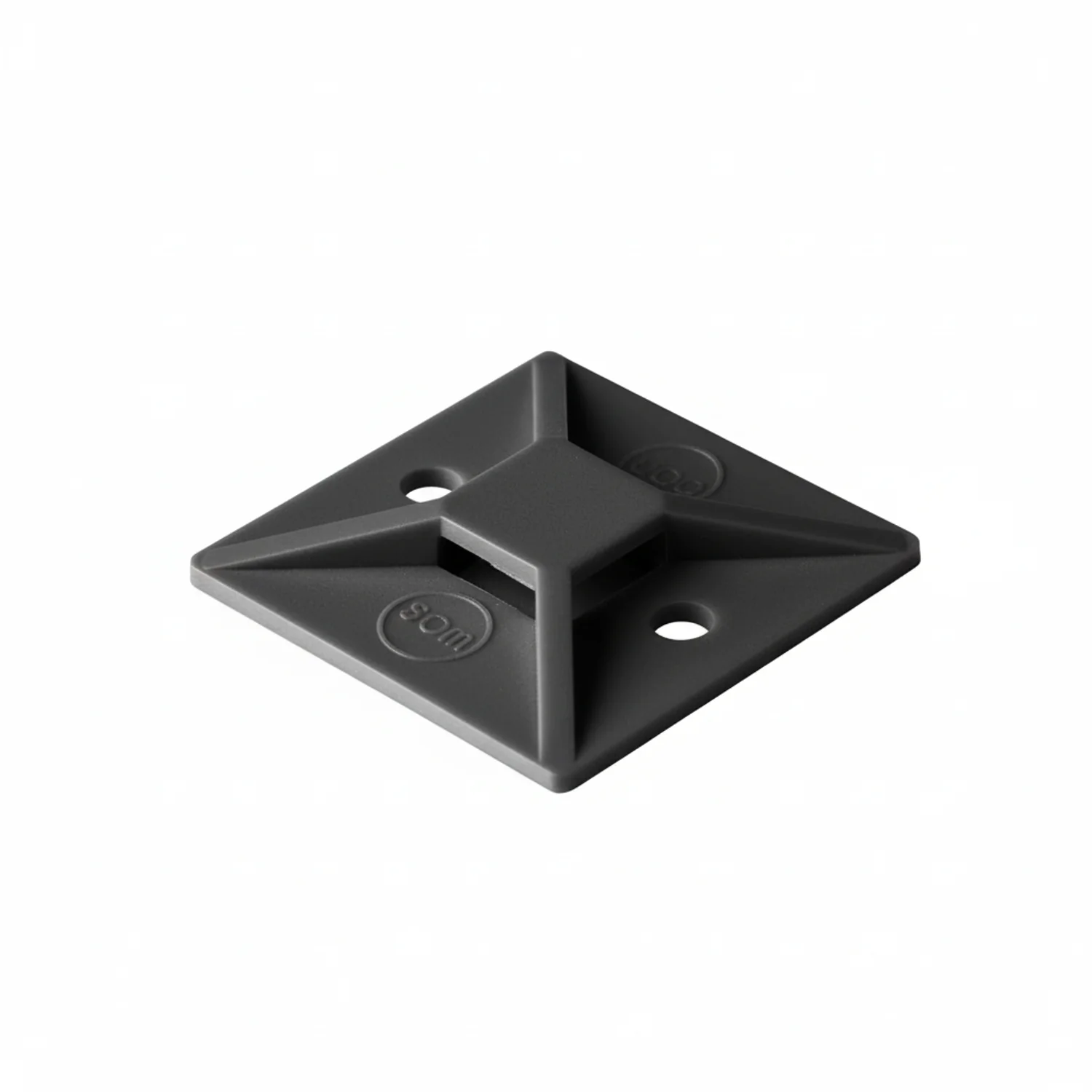 HellermannTyton MB5A0C2 Adhesive Cable Tie Mount, 1.49" x 1.49", .35" Max Tie Width, PA66/SR T50, Black, 100/pkg