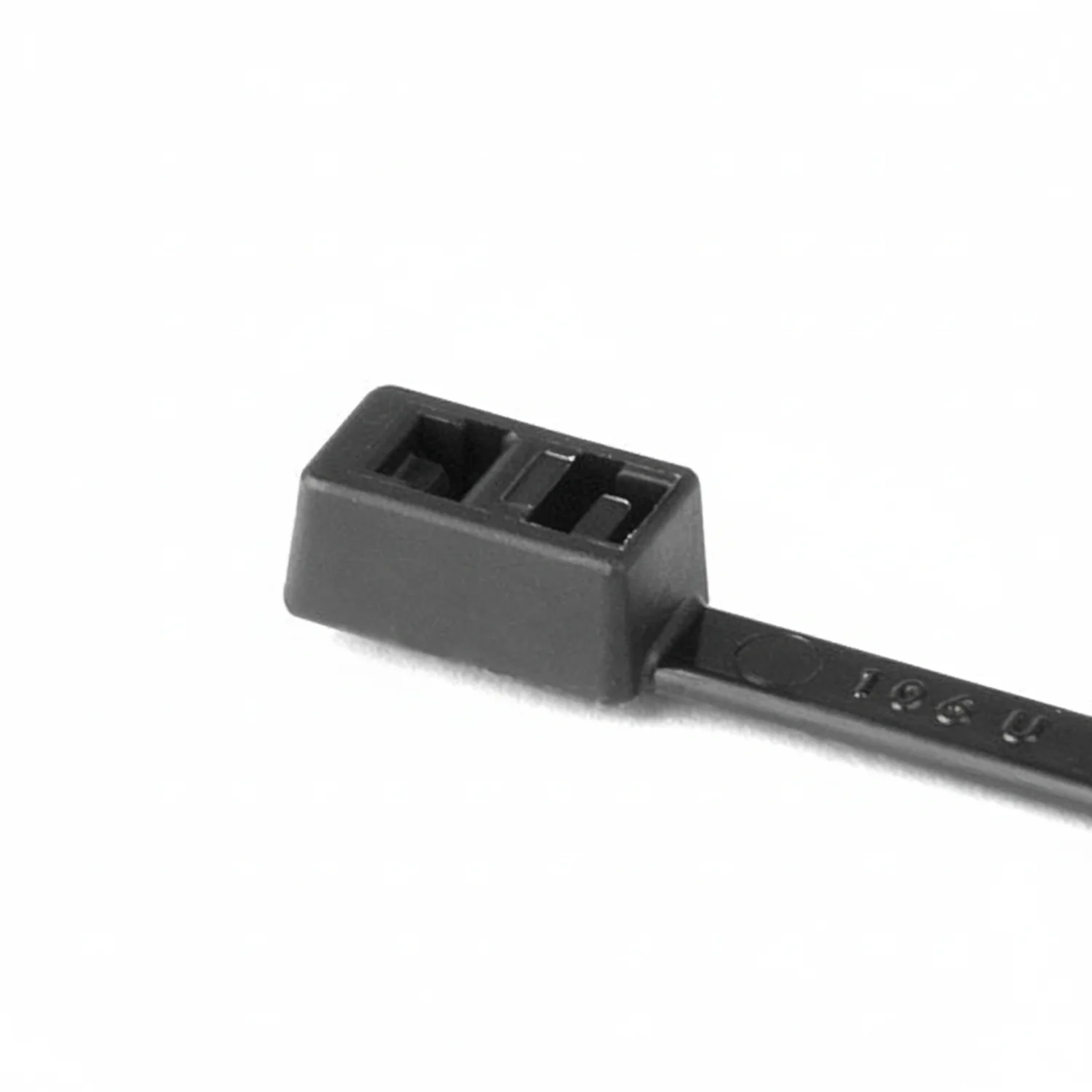 HellermannTyton T50RDH0C2 Double-Head Cable Tie, 8.3" Long, 50lb Tensile Strength, PA66, Black, 100/pkg