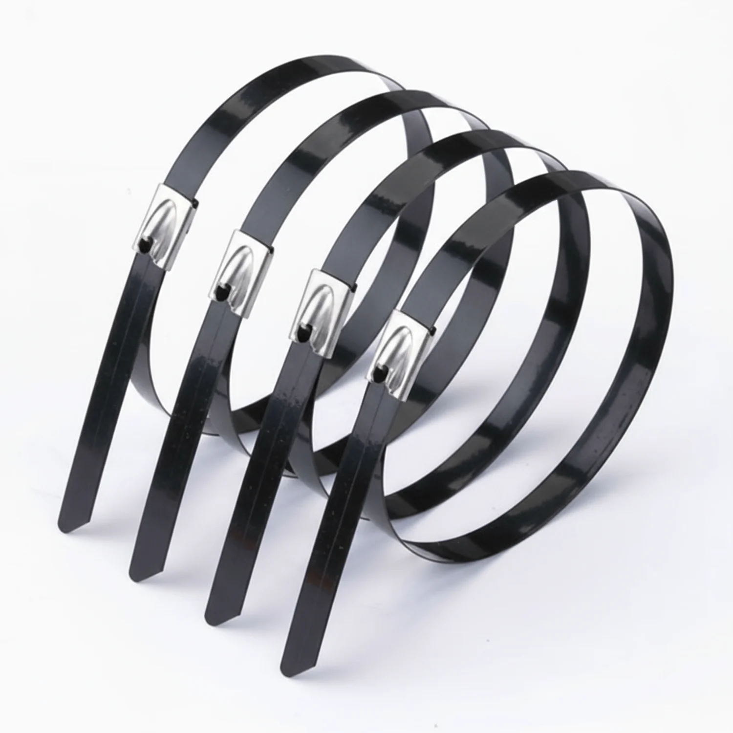 Panduit 8" 250lb Fully Coated Black Polyester 316 Pan-Steel Stainless Steel Cable Ties / Zip Ties 50/bag Part #MLTFC2H-LP316 - Image 2